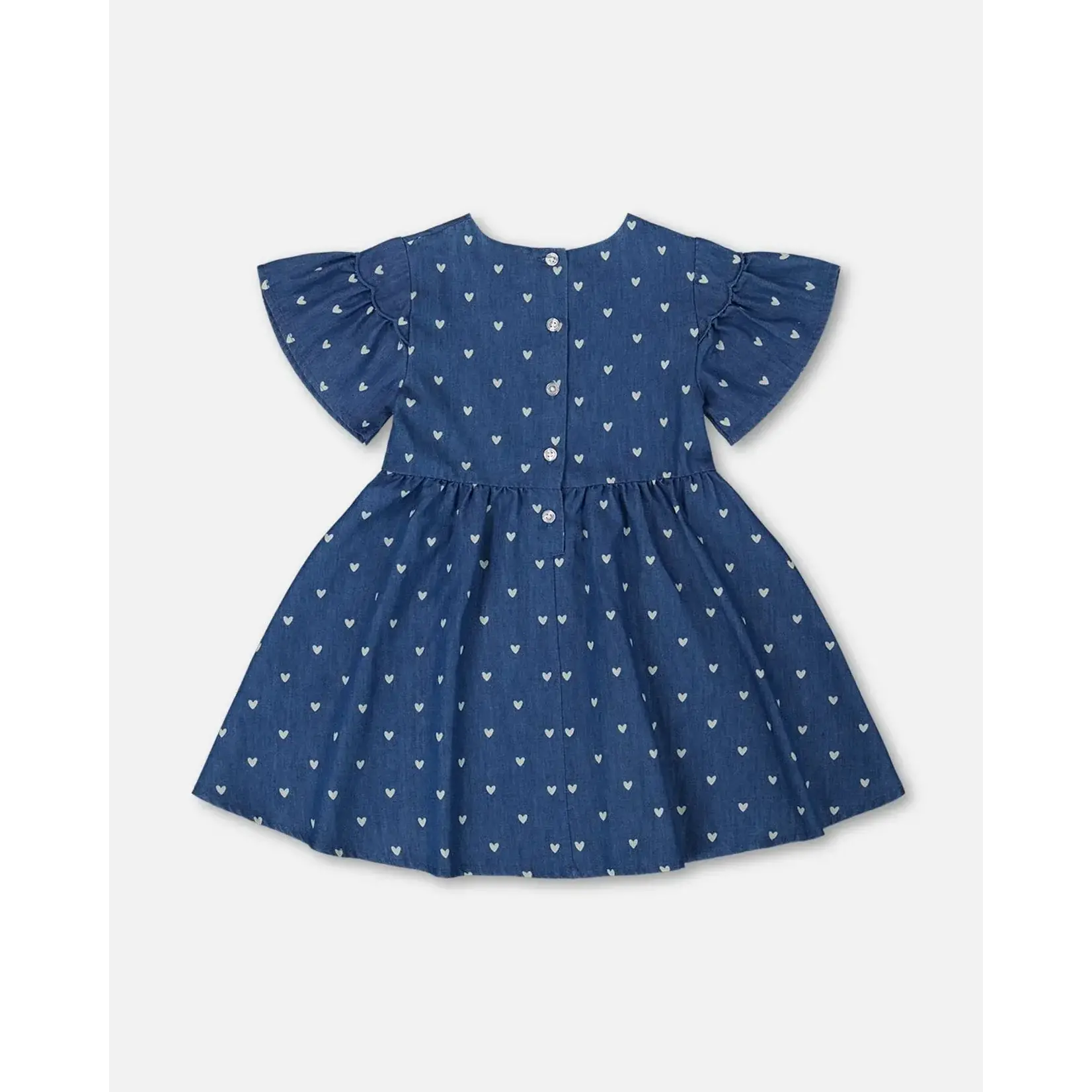 Deux Par Deux Deux Par Deux - Heart Printed Chambray Dress