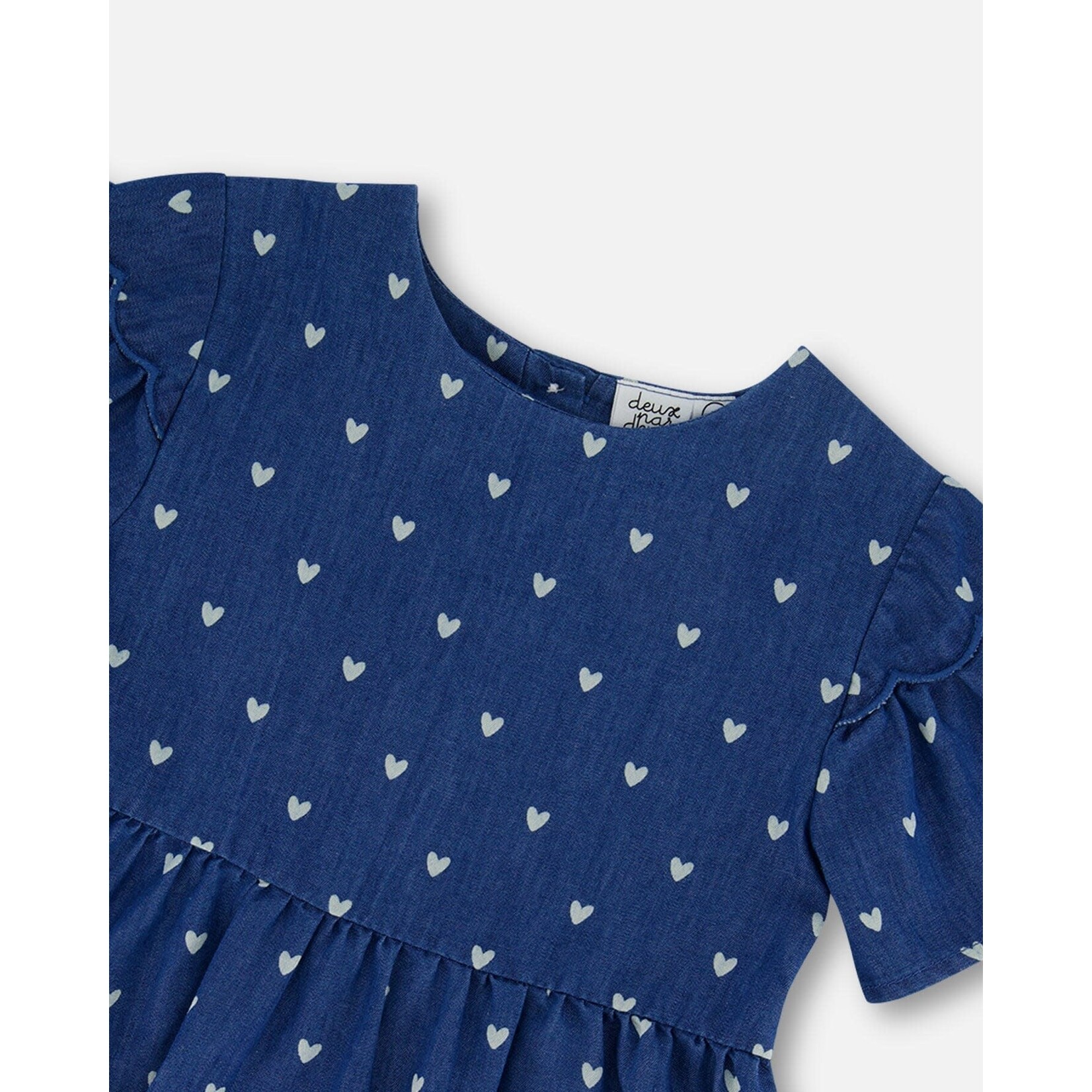 Deux Par Deux Deux Par Deux - Heart Printed Chambray Dress
