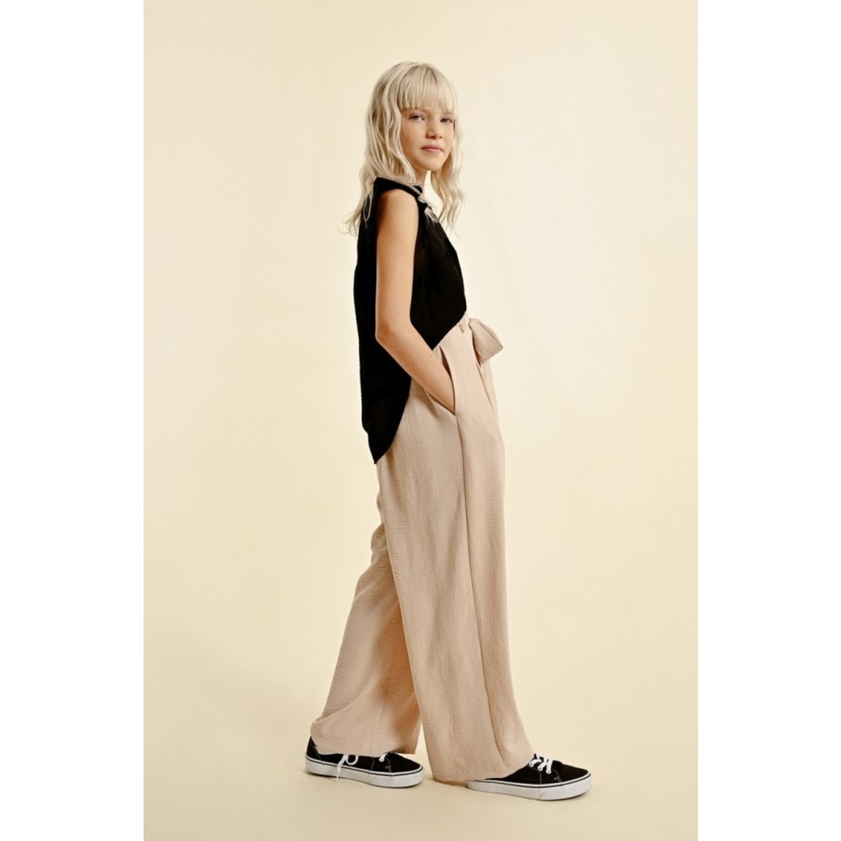 Mini Molly Mini Molly - Woven High Waisted Pants With Bow
