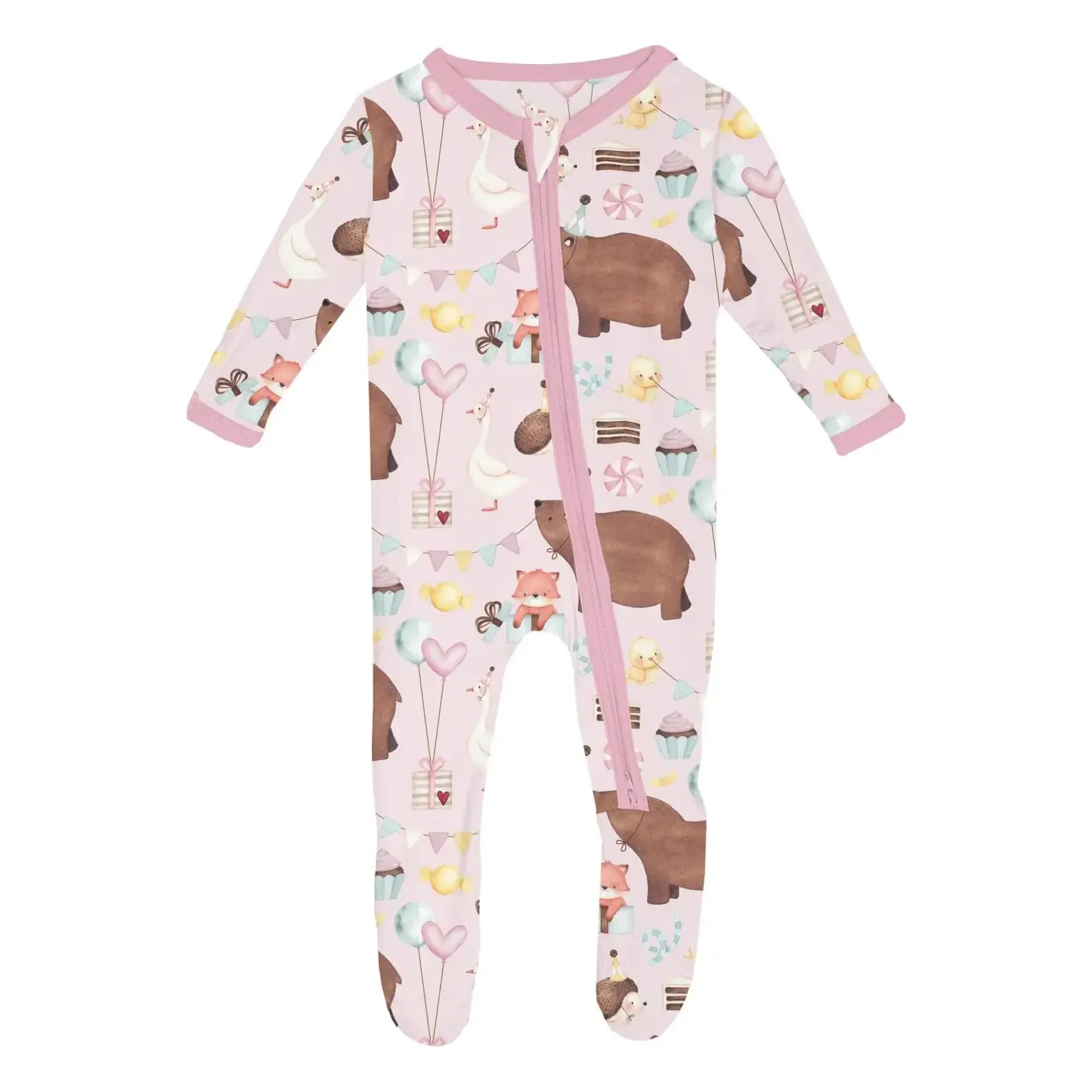KicKee Pants KicKee Pants - Zipper Footie | Violet Forest Party