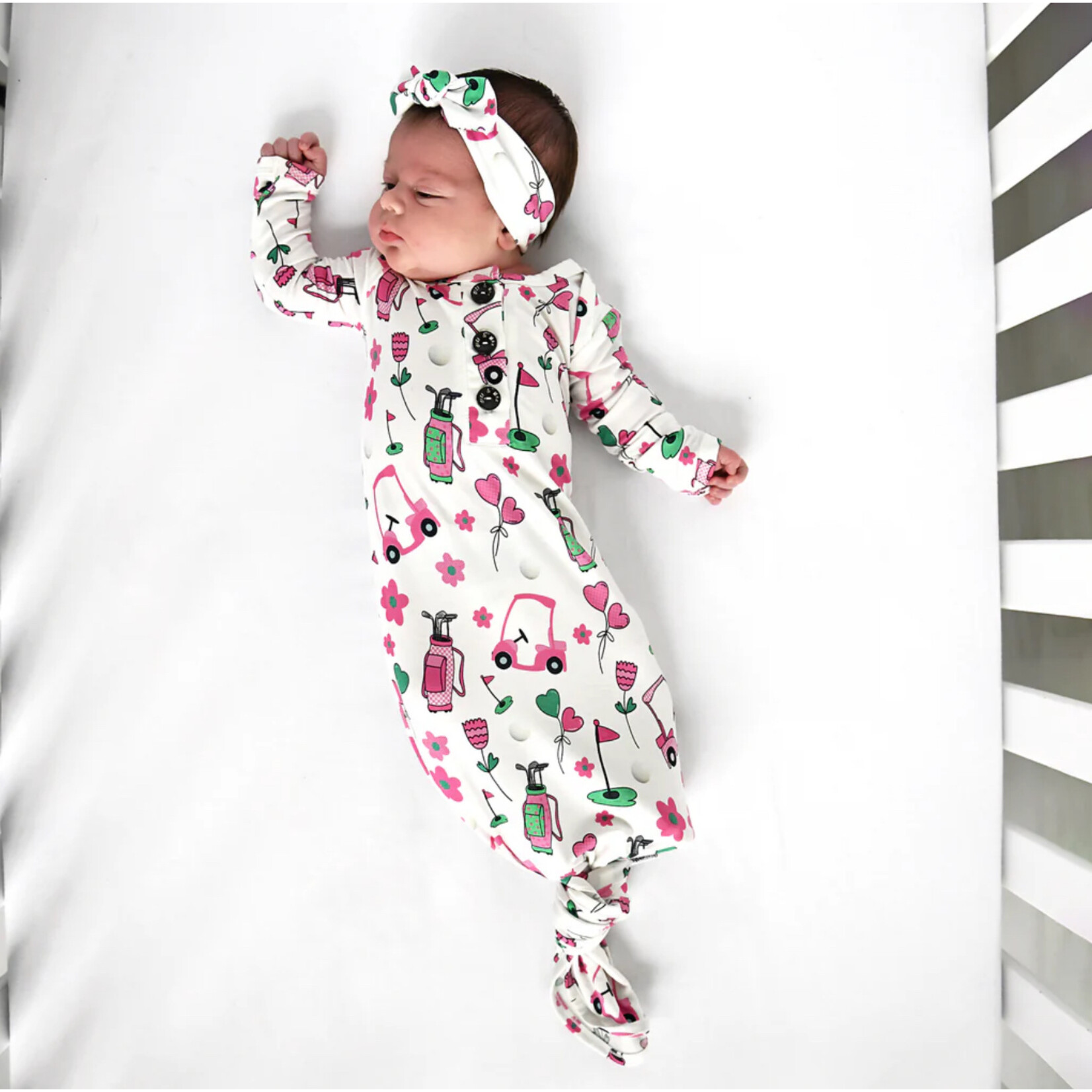 Gigi & Max Gigi & Max - Lexi Pink Golf Gown + Topknot Headband