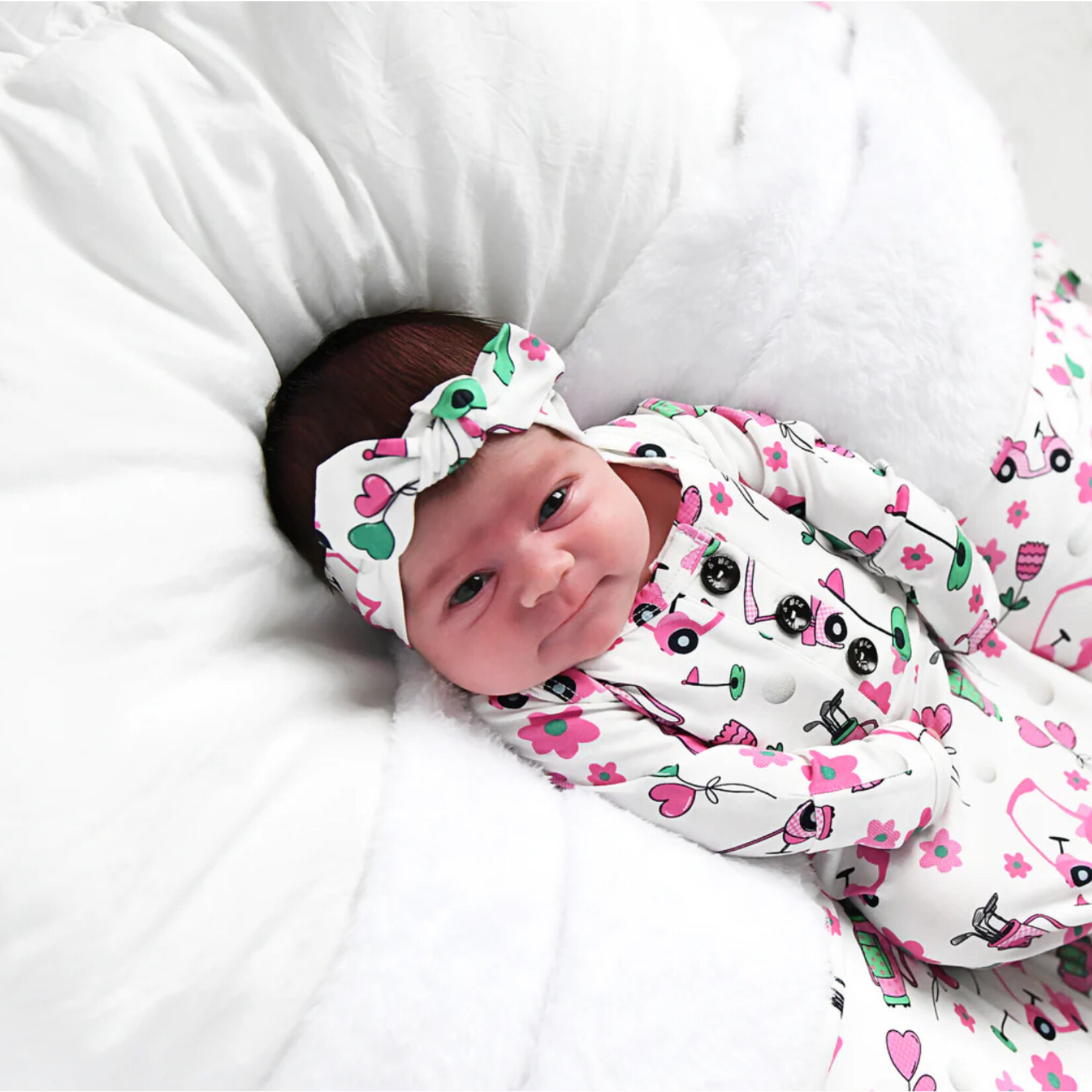 Gigi & Max Gigi & Max - Lexi Pink Golf Gown + Topknot Headband