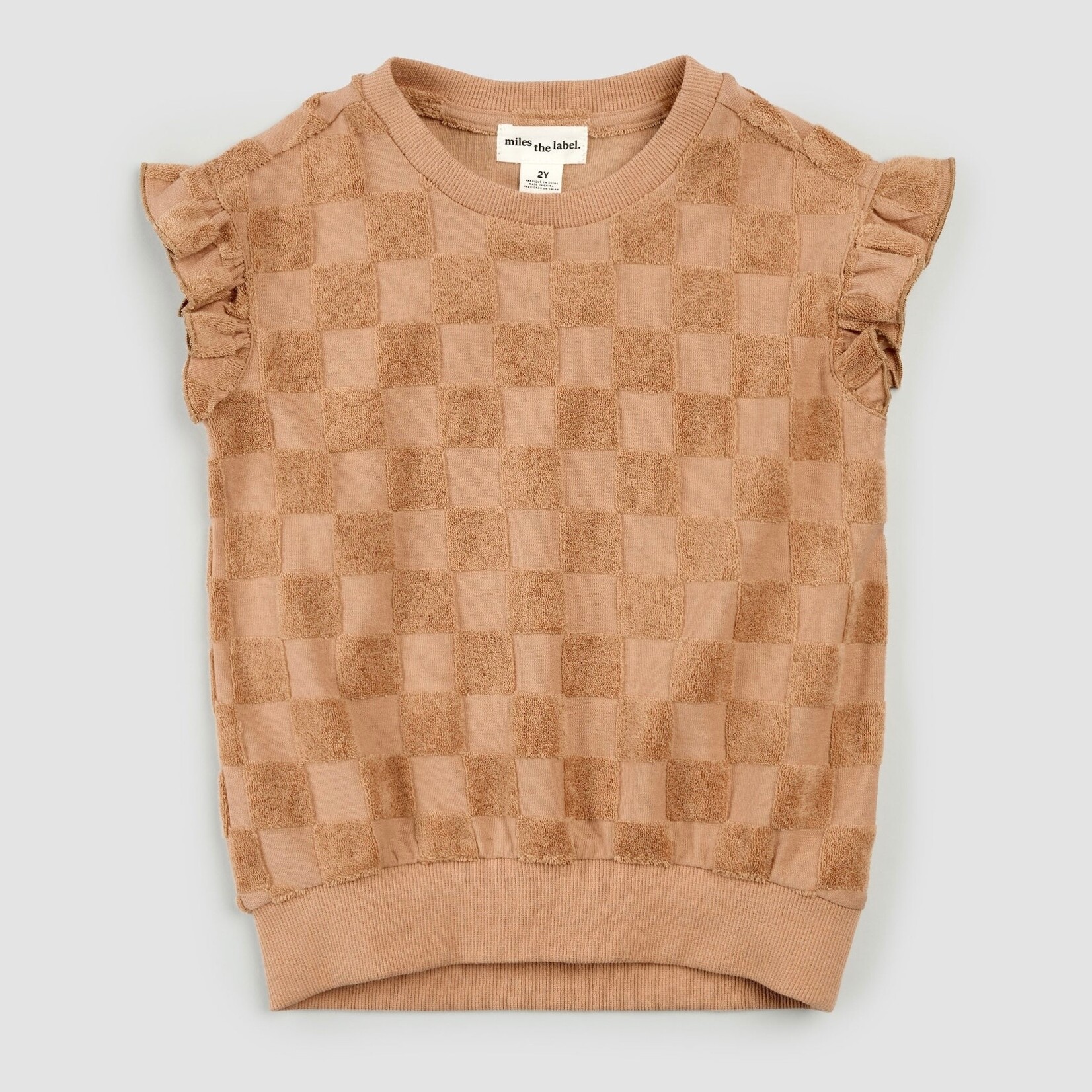 Petit Lem Miles The Label - Checkerboard Terry Cloth Crewneck