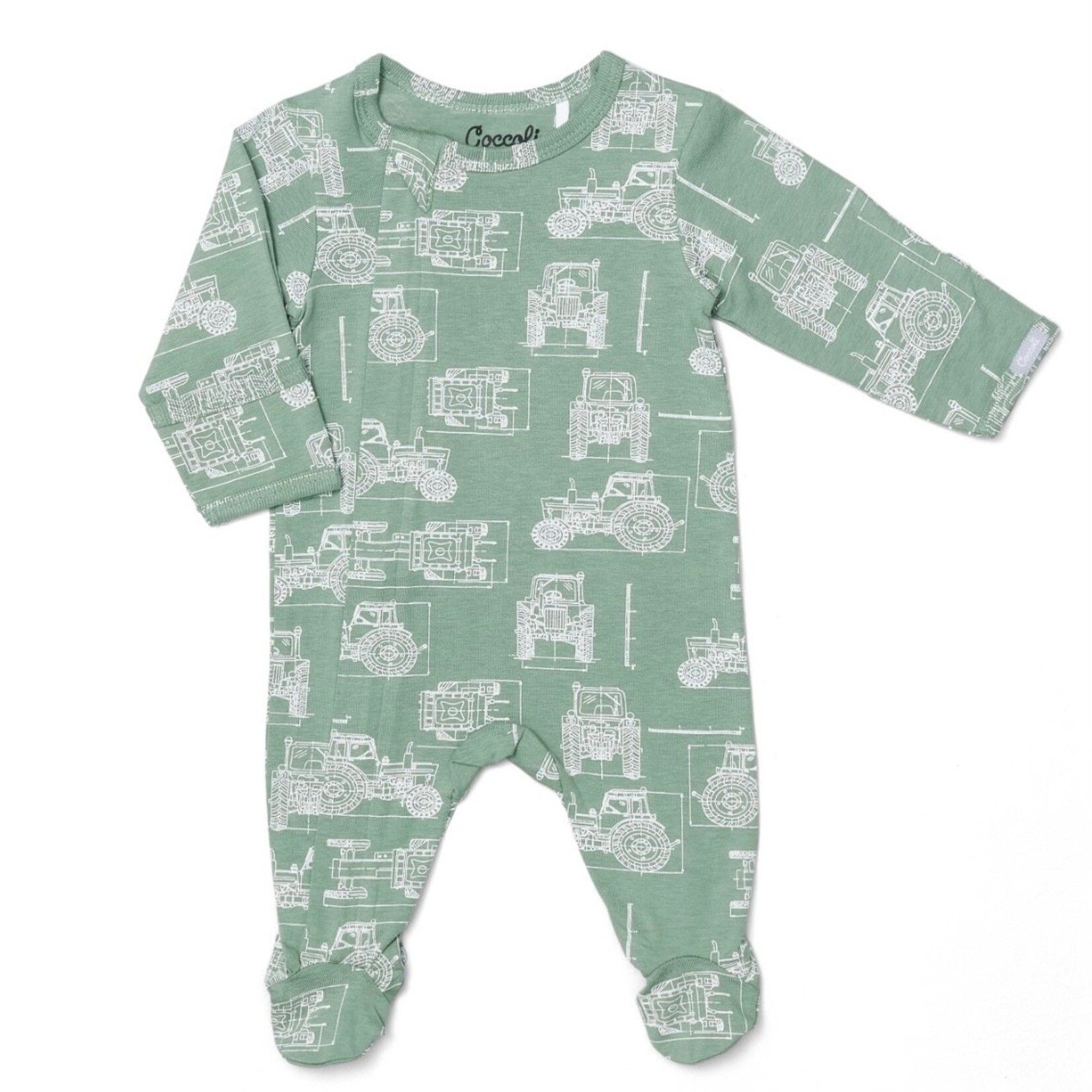 Coccoli Coccoli - Cotton Modal Zipper Footie | Tractors
