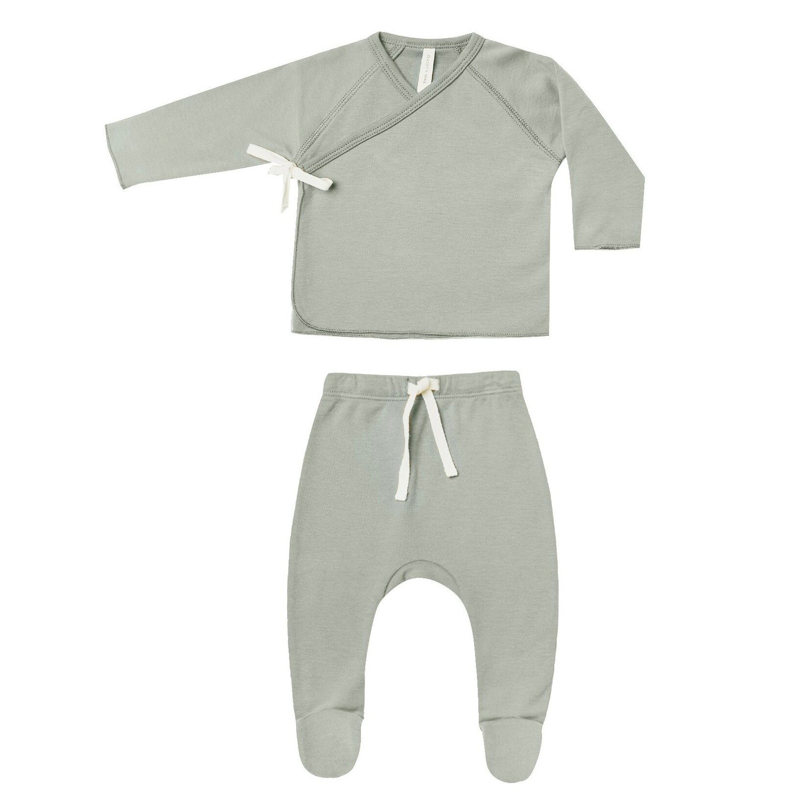 Quincy Mae Quincy Mae - Wrap Top + Footed Pant Set