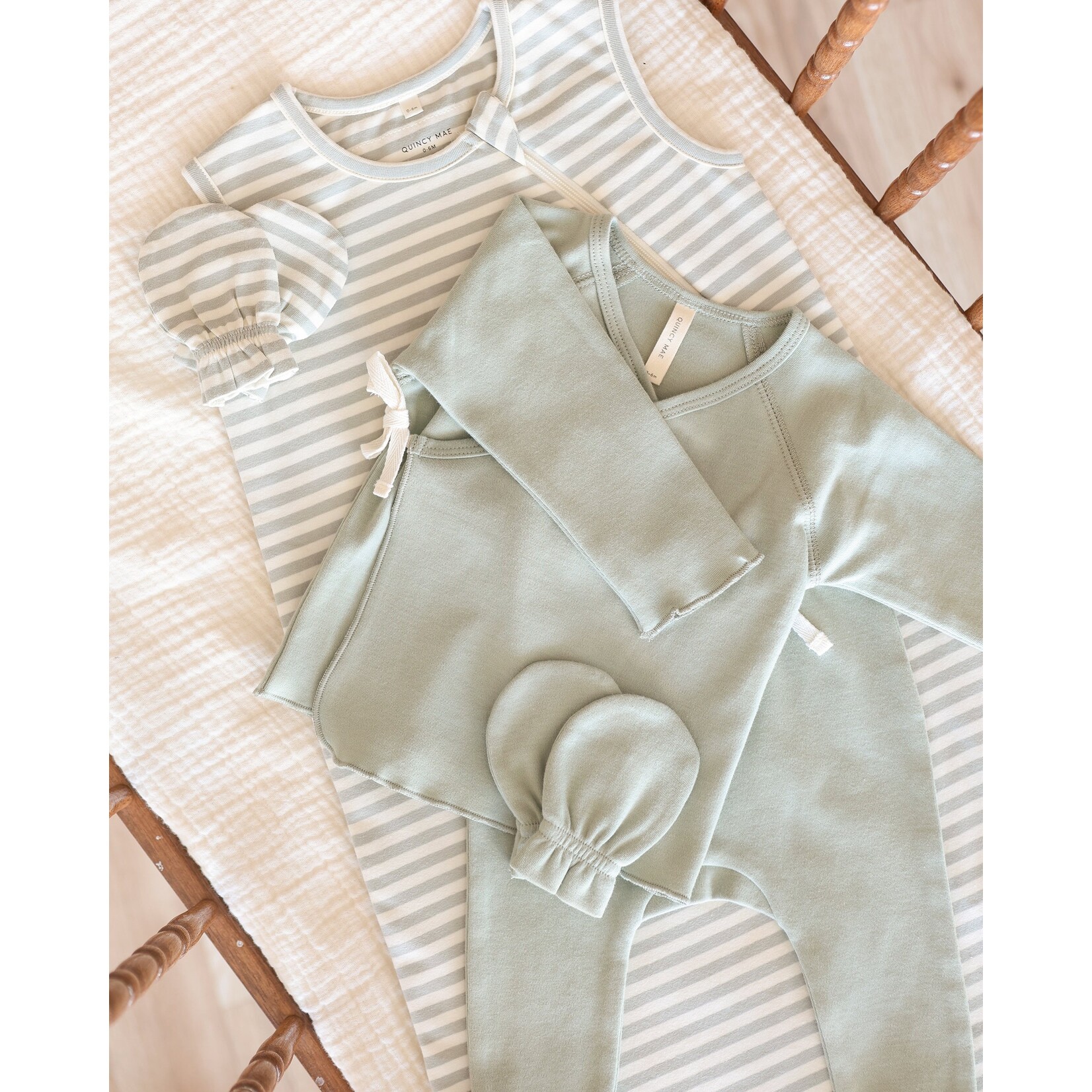 Quincy Mae Quincy Mae - Wrap Top + Footed Pant Set