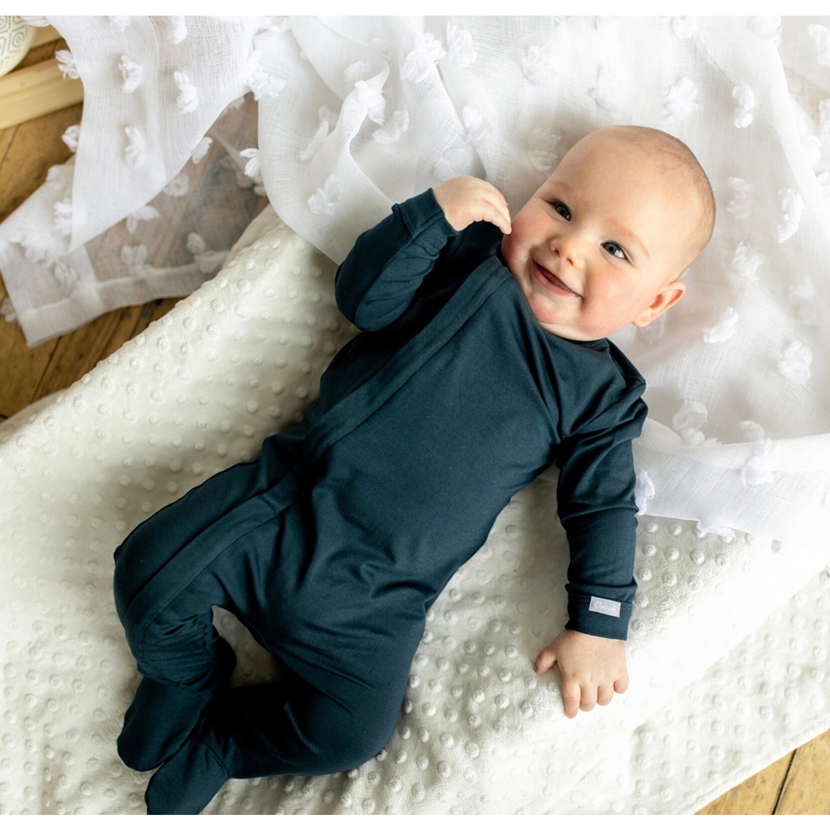 Coccoli Coccoli - Modal Zipper Footie | Dark Slate