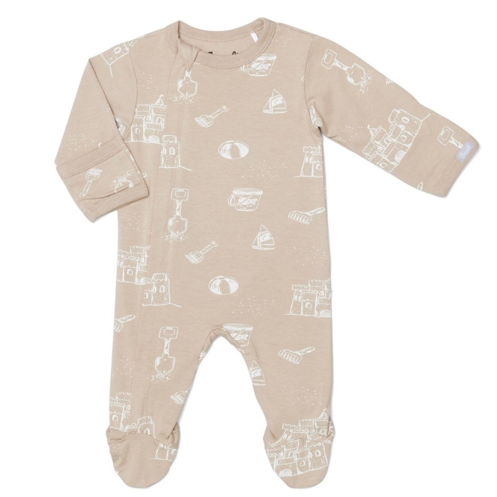 Coccoli Coccoli - Cotton Modal Zipper Footie | Sand Castles