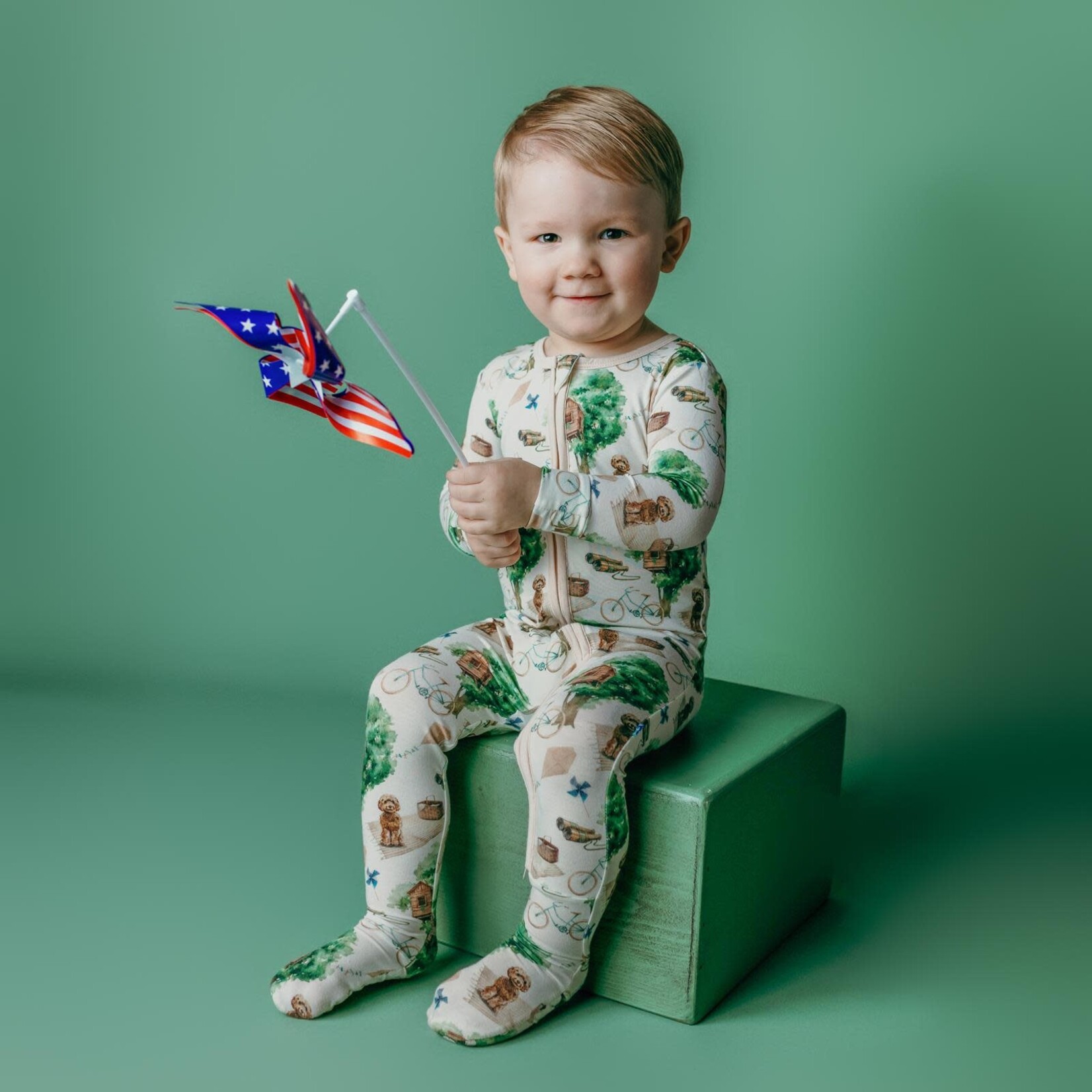 KicKee Pants KicKee Pants - 2-Way Zipper Natural Tree House Footie