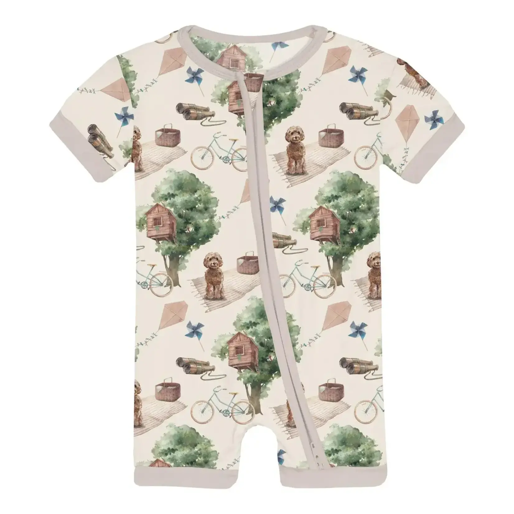 KicKee Pants KicKee Pants - Shorty Sleeper With Zipper Natural Tree House