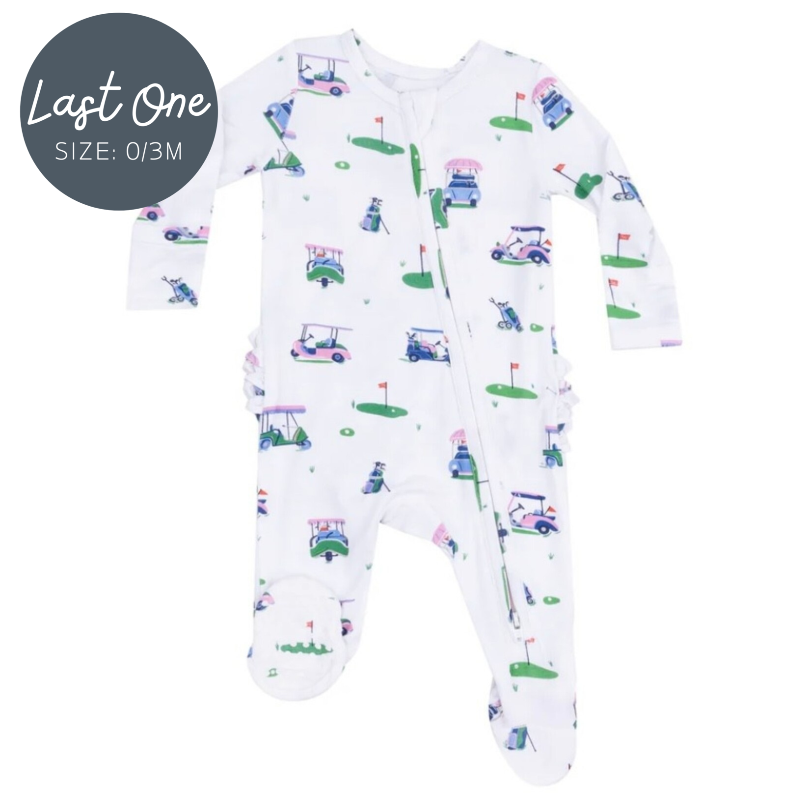 Angel Dear Angel Dear - Ruffle Back Vintage Golf Carts Zipper Footie