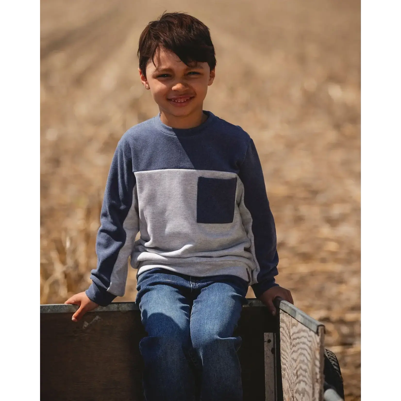 Deux Par Deux Deux Par Deux  - Color Block Brushed Jersey With Chest Pocket