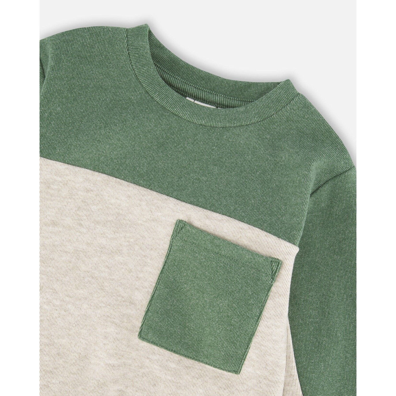 Deux Par Deux Deux Par Deux  - Color Block Brushed Jersey With Chest Pocket