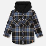 Deux Par Deux Deux Par Deux  - Flanel Shirt With Jersey Hood