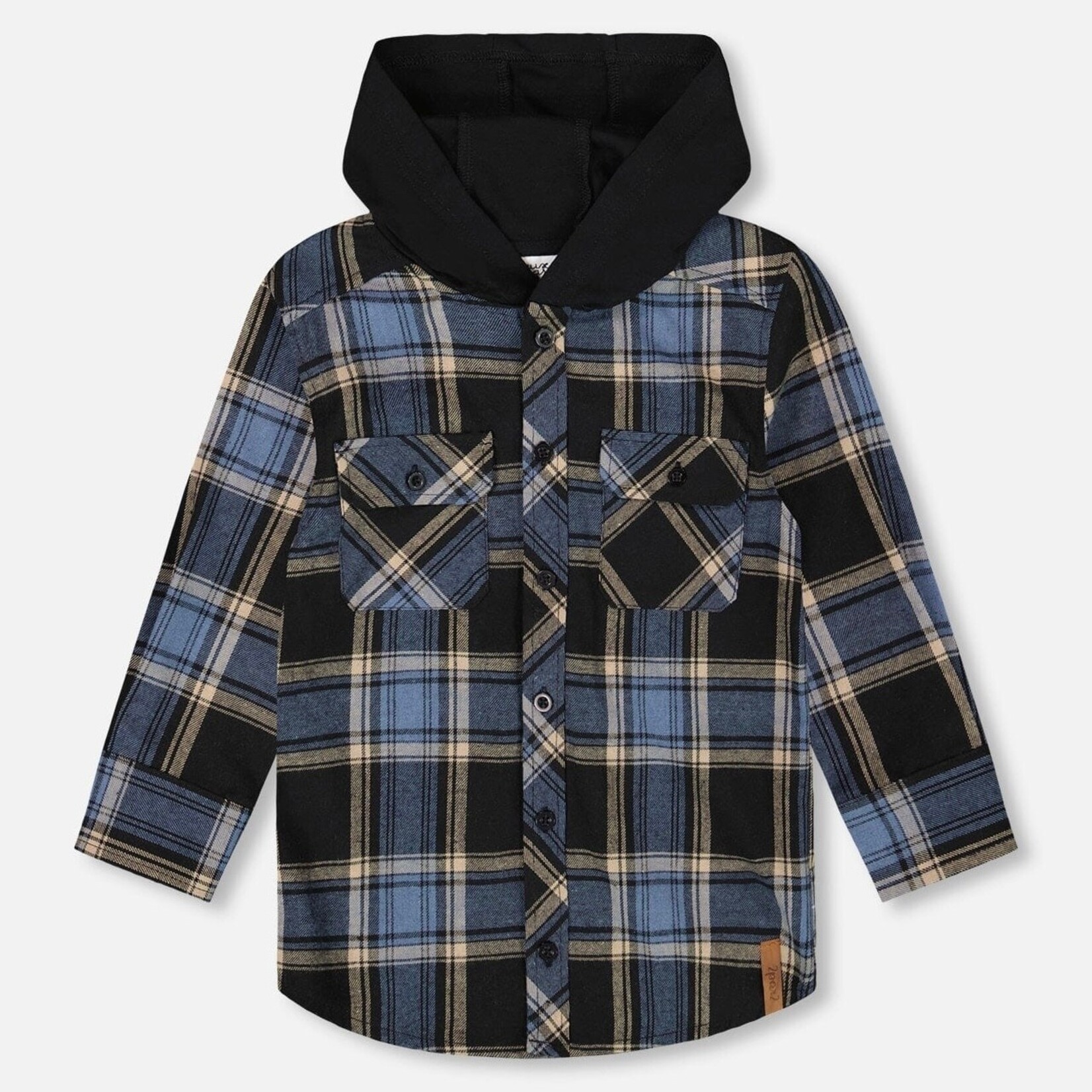 Deux Par Deux Deux Par Deux  - Flanel Shirt With Jersey Hood