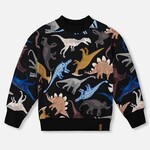 Deux Par Deux Deux Par Deux  - Printed Fleece Dino Sweatshirt