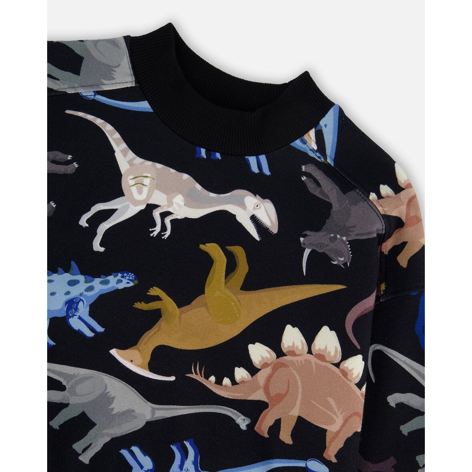 Deux Par Deux Deux Par Deux  - Printed Fleece Dino Sweatshirt