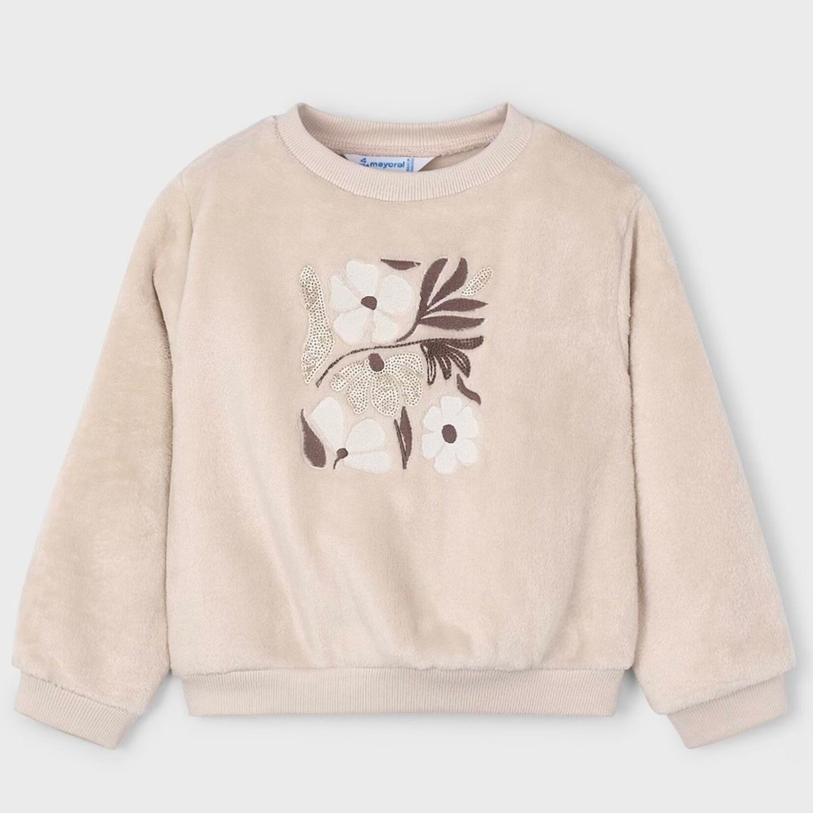 Mayoral Mayoral - Sweatshirt With Floral Faux Fur