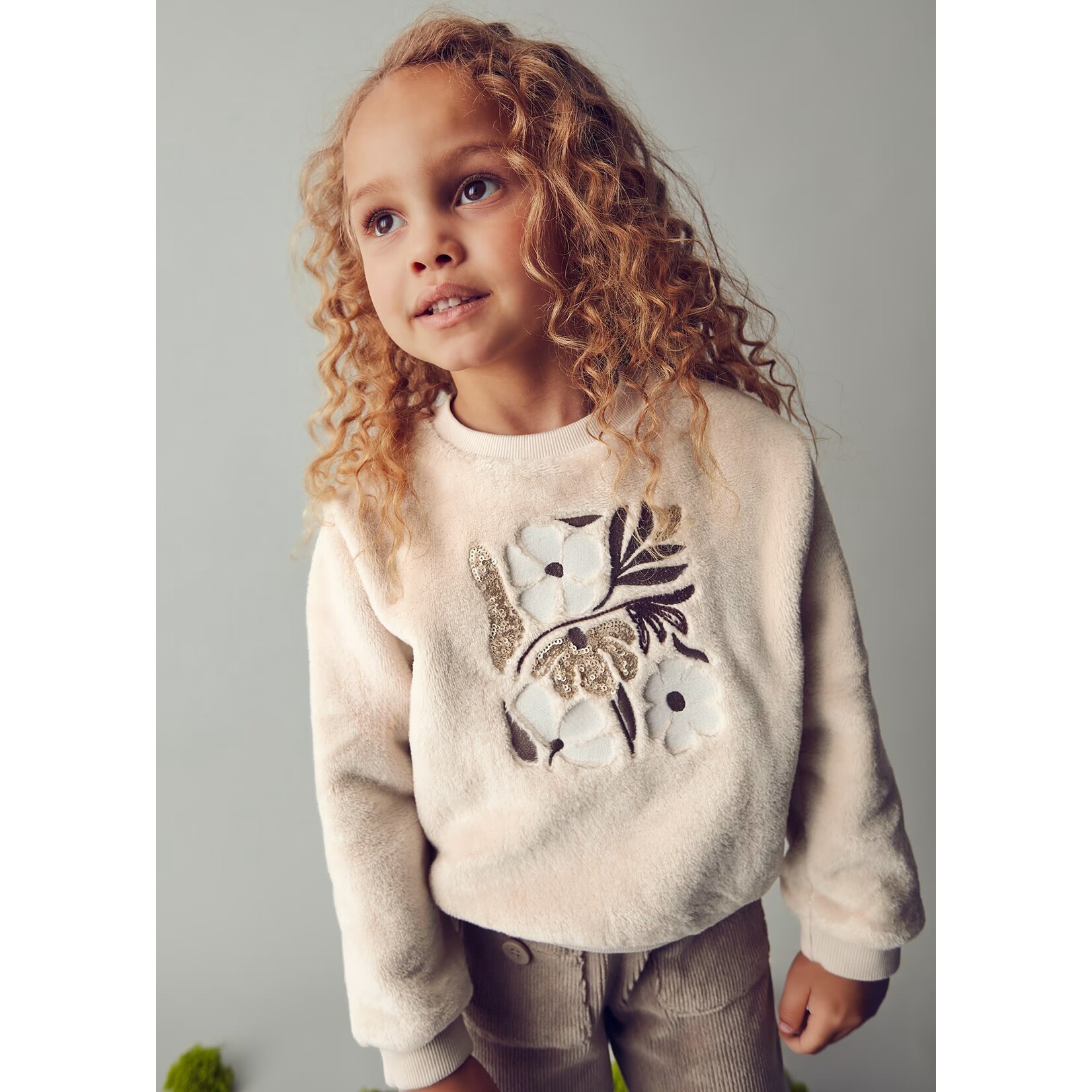 Mayoral Mayoral - Sweatshirt With Floral Faux Fur