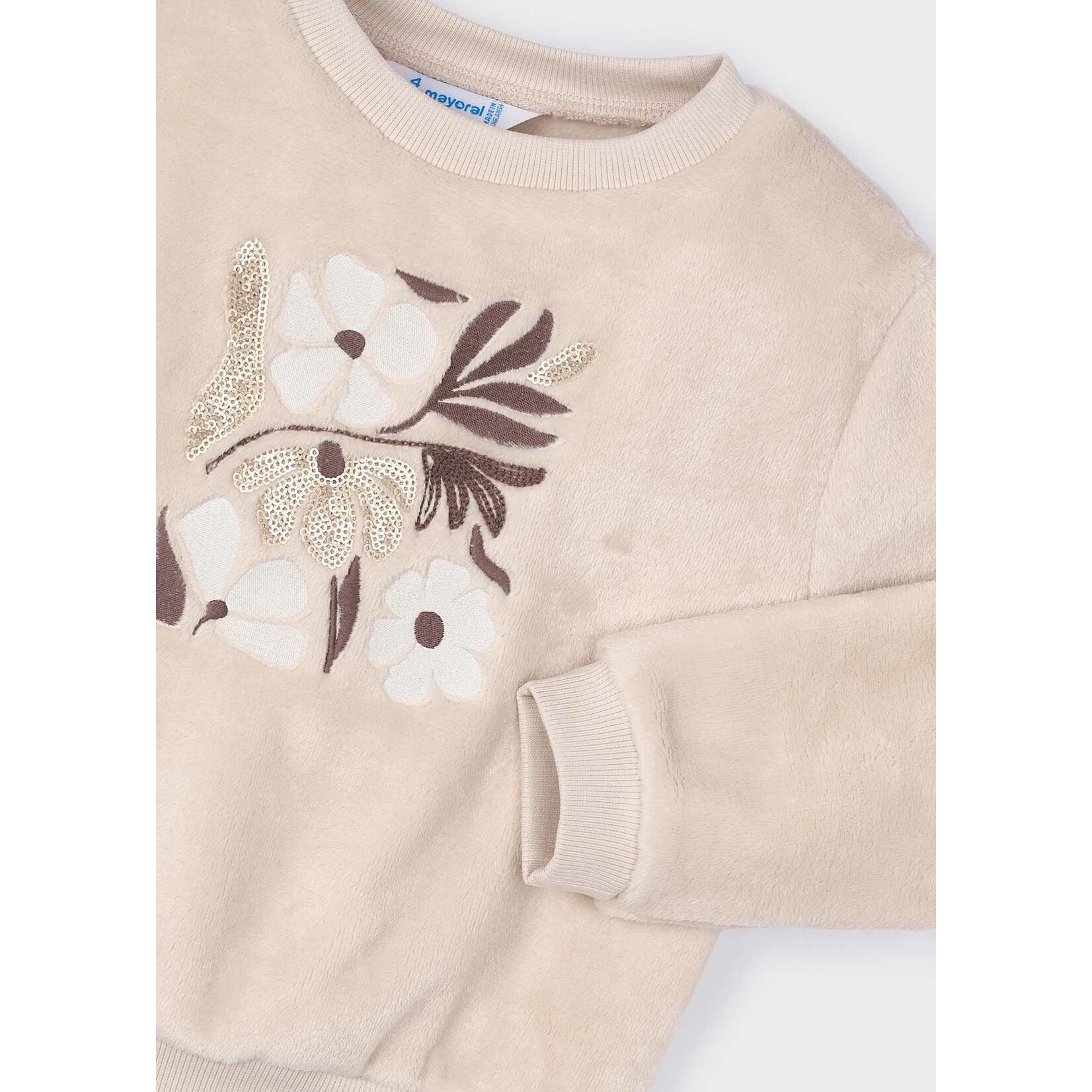 Mayoral Mayoral - Sweatshirt With Floral Faux Fur