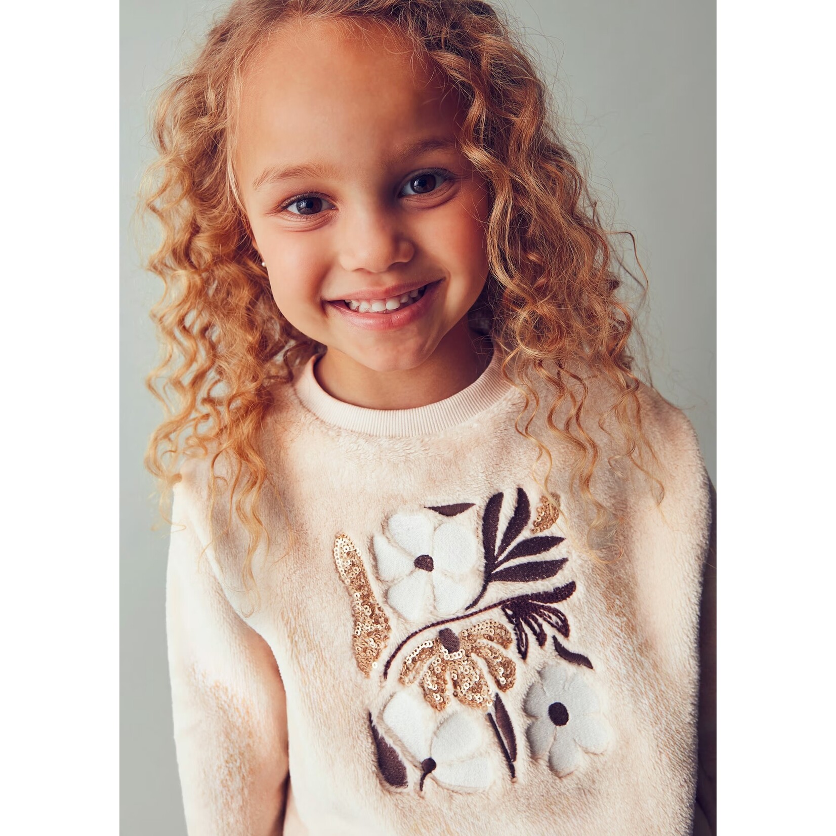 Mayoral Mayoral - Sweatshirt With Floral Faux Fur