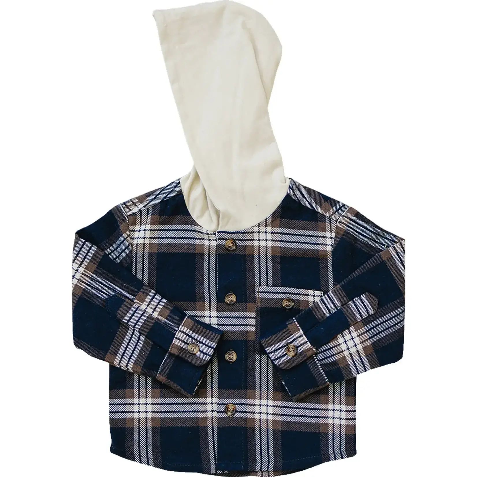 Mebie Baby Mebie Baby - Plaid Hooded Button Up Shirt