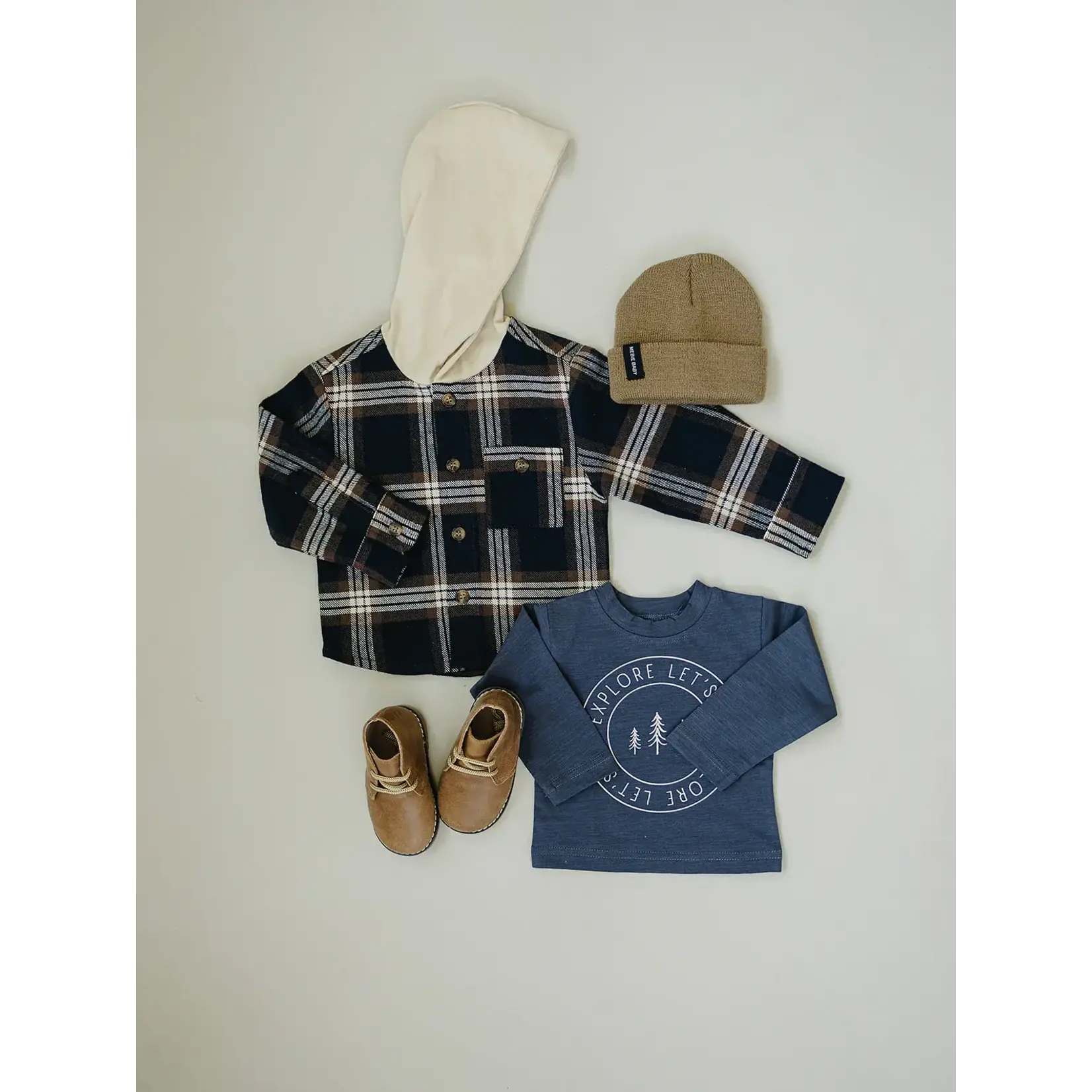 Mebie Baby Mebie Baby - Plaid Hooded Button Up Shirt