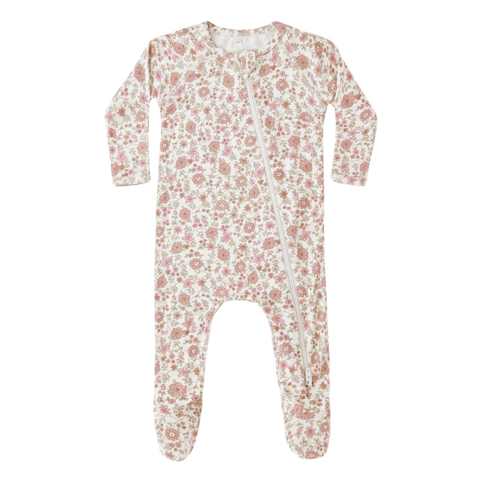 Quincy Mae Quincy Mae - Bamboo Bloom Zip Footie
