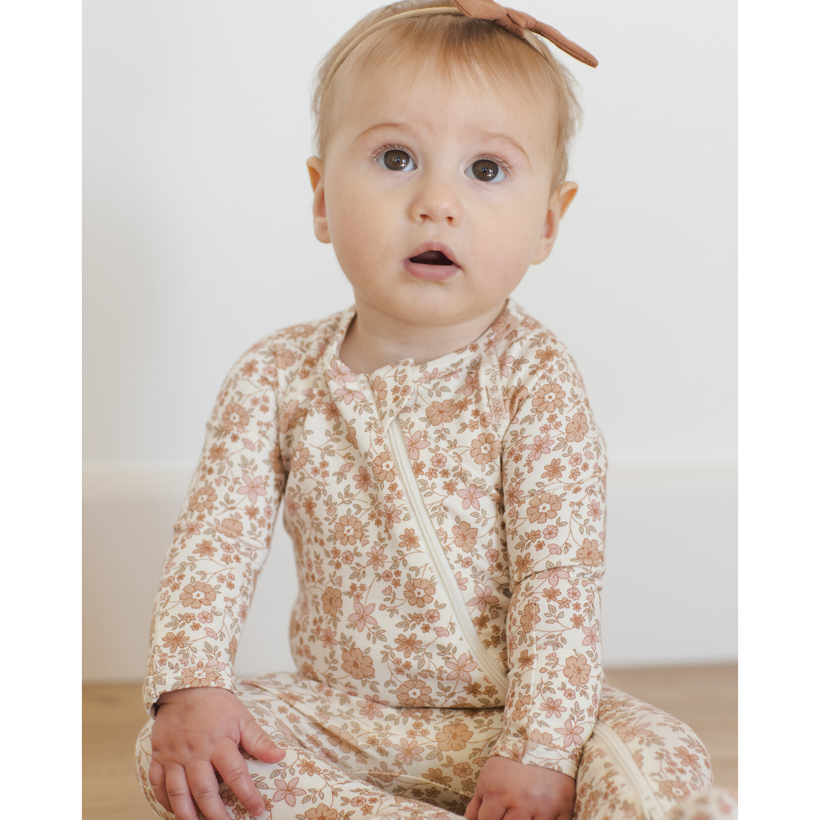 Quincy Mae Quincy Mae - Bamboo Bloom Zip Footie