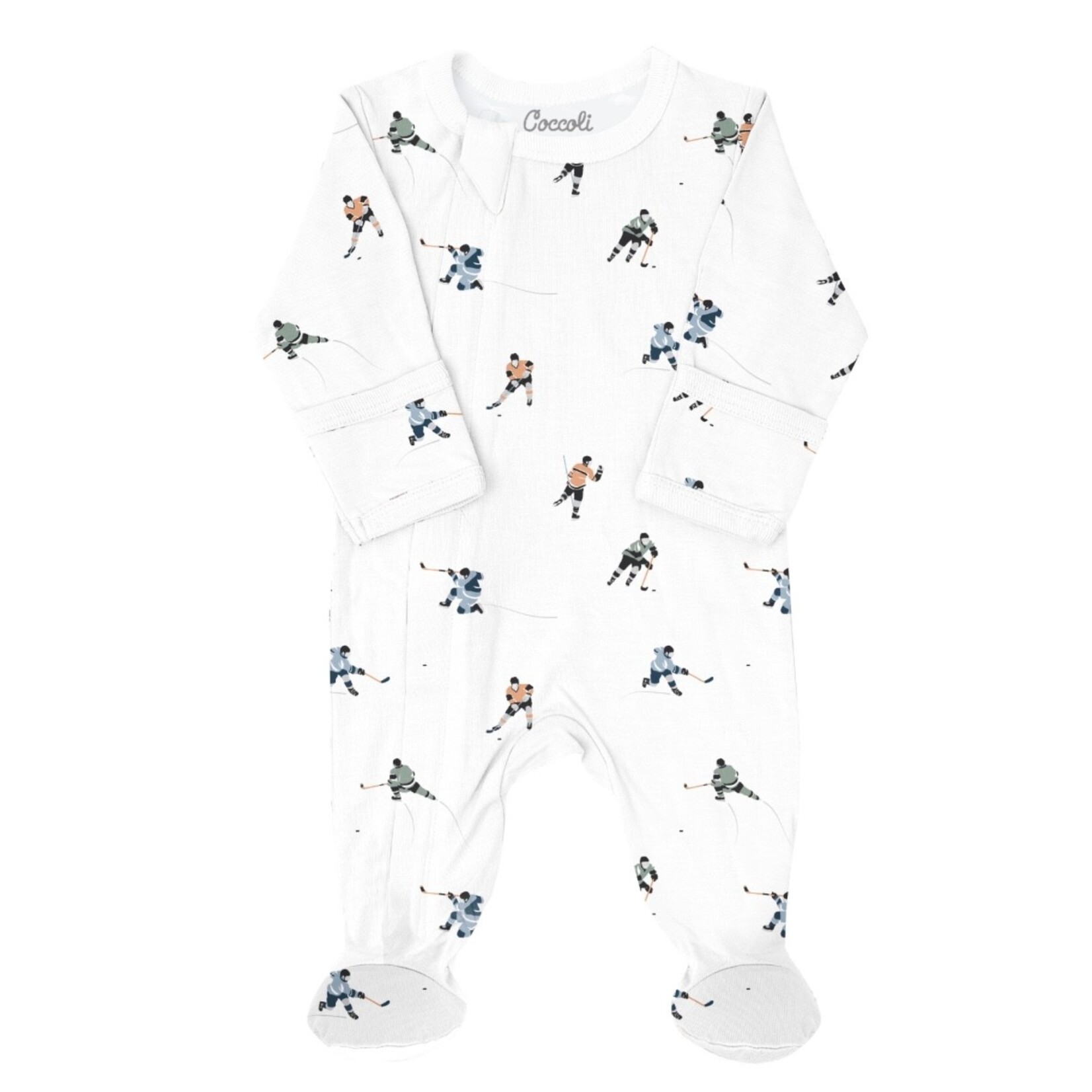 Coccoli Coccoli -Cotton  Modal  Ice Hockey Players Zipper Footie