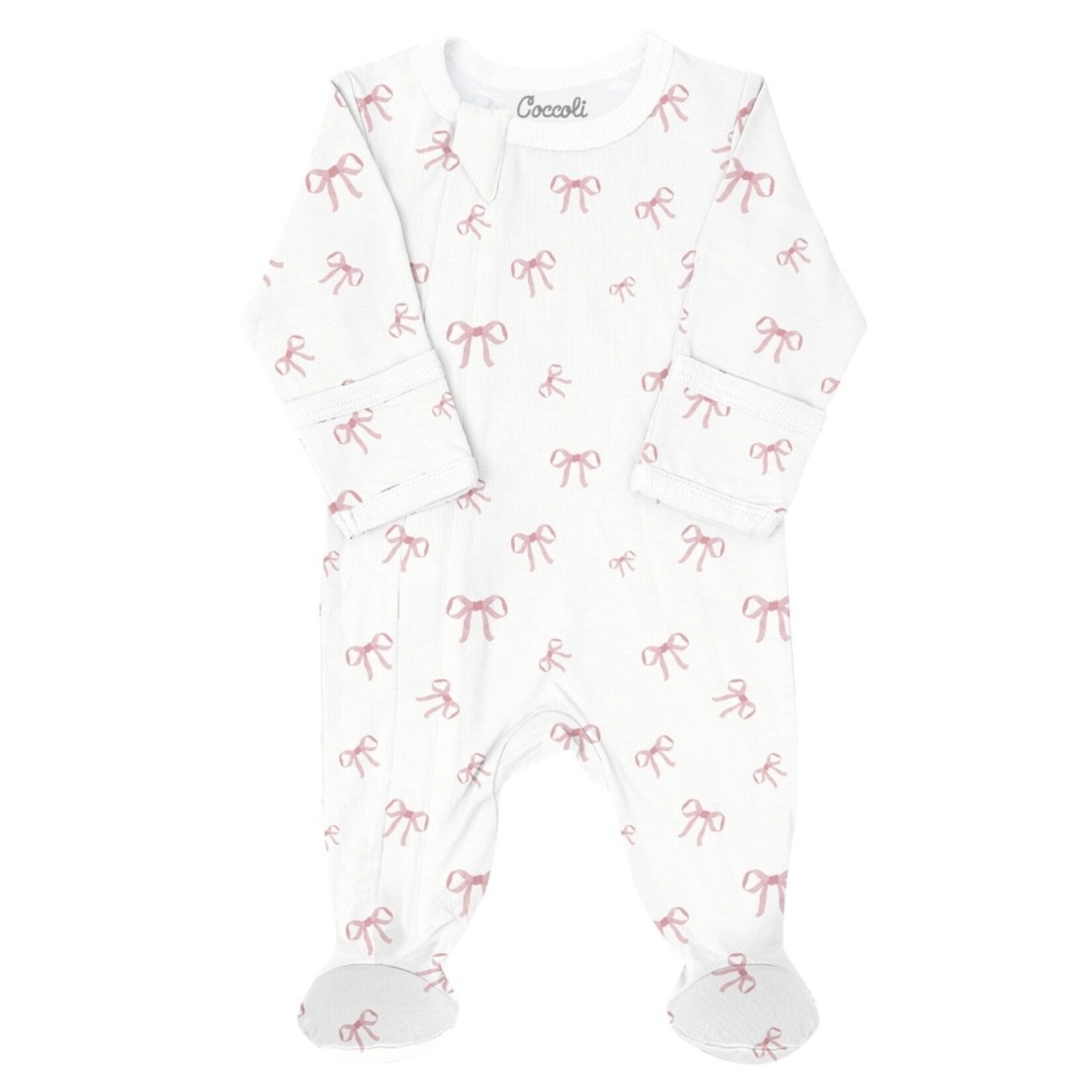 Coccoli Coccoli - Cotton  Modal  Bows Zipper Footie