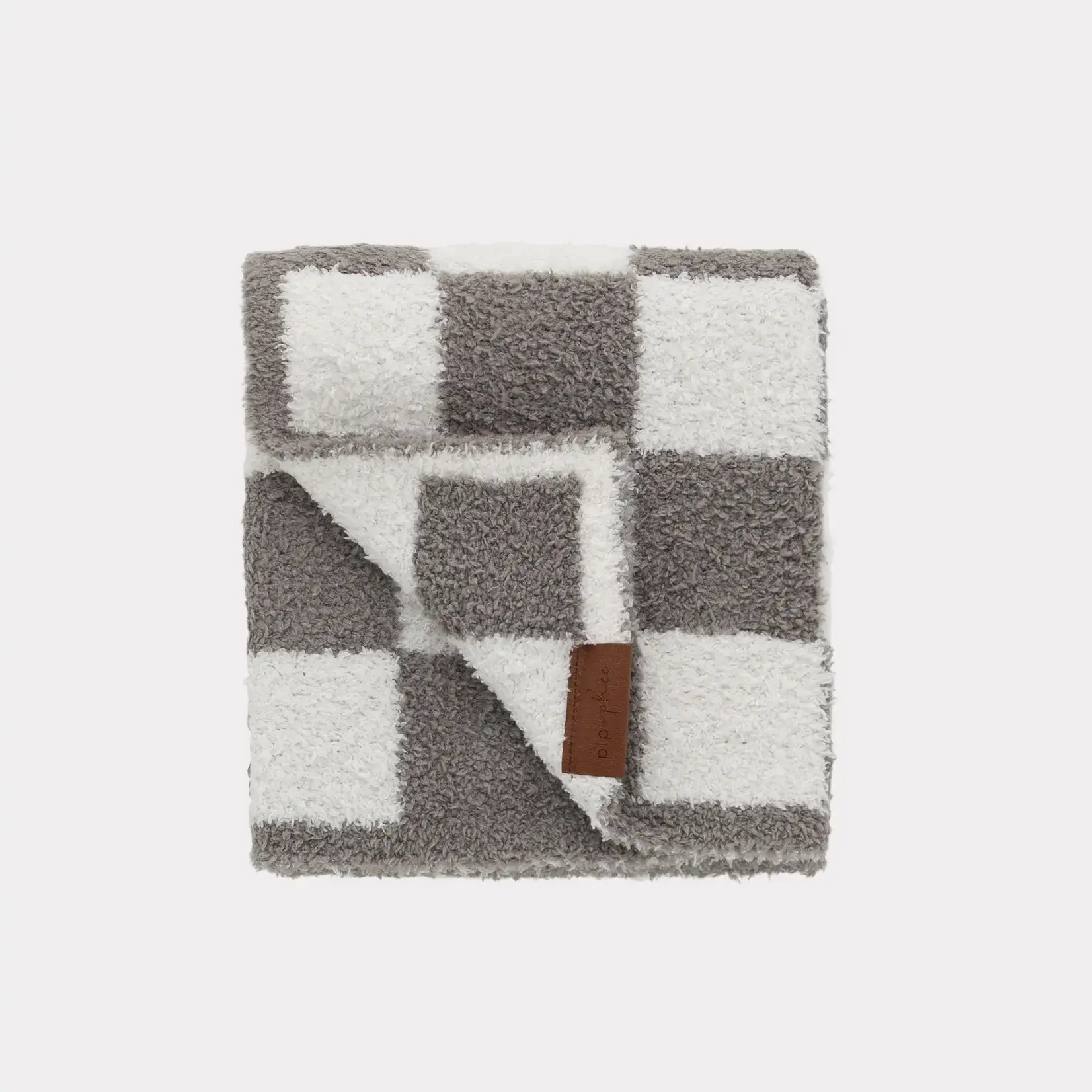 Pip + Phee Pip + Phee - Grey Check Plush Blanket