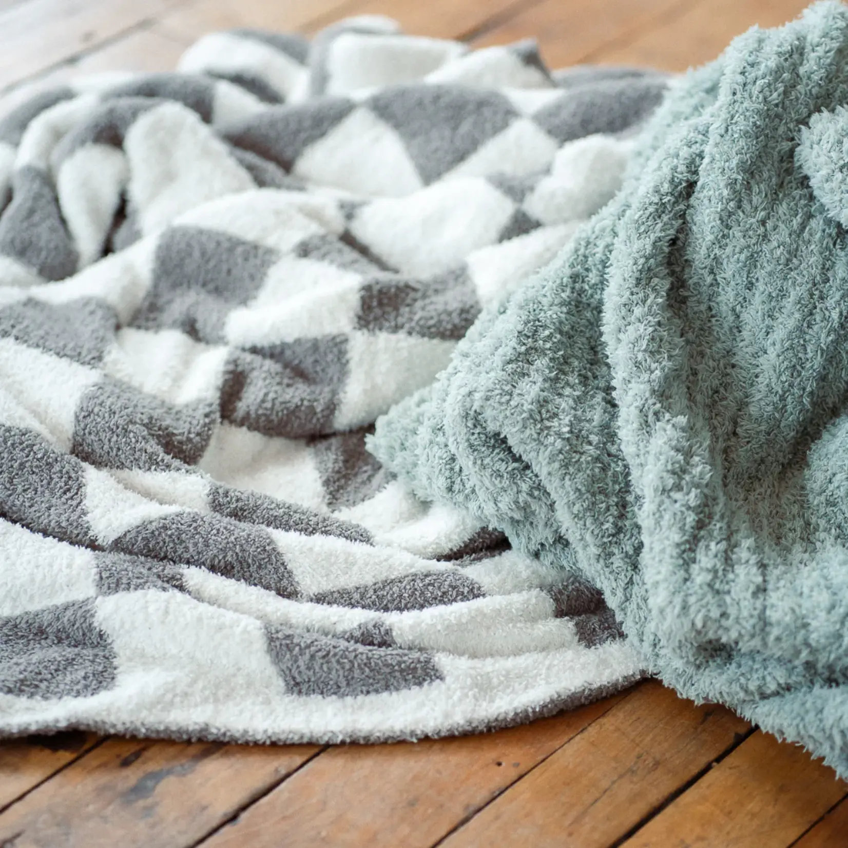 Pip + Phee Pip + Phee - Grey Check Plush Blanket