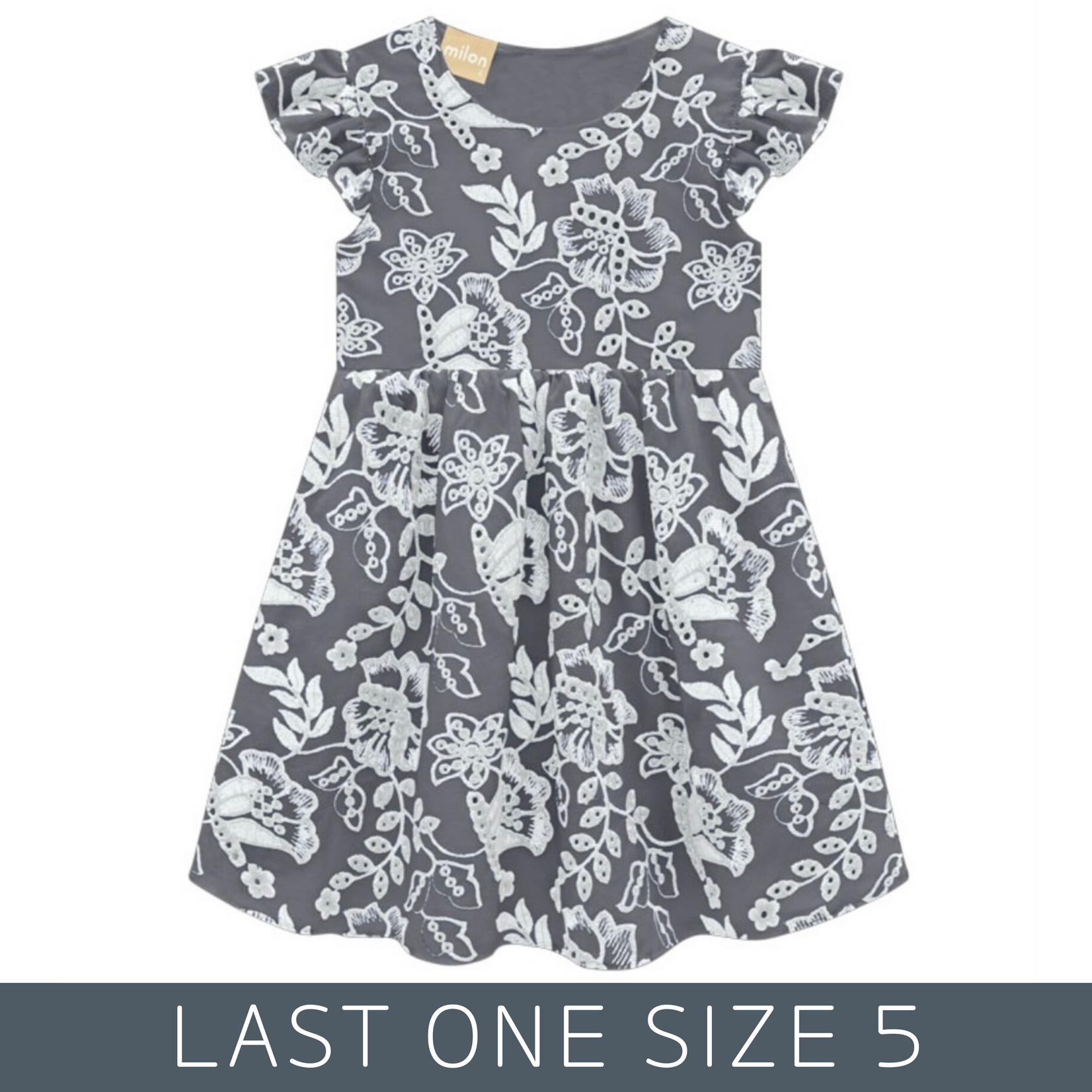 Milon Milon - Grey Eyelet Dress