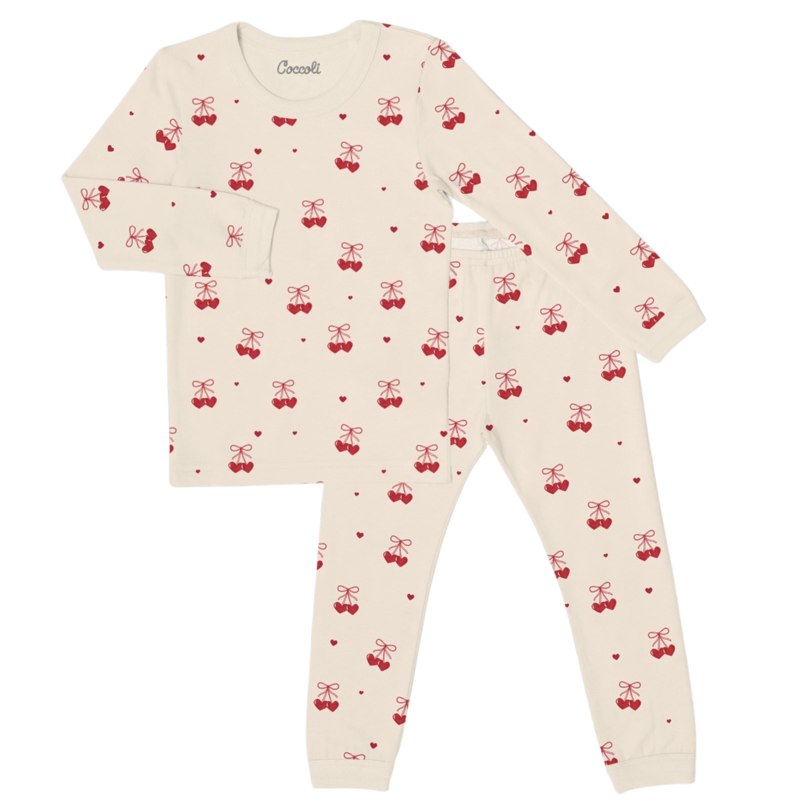 Coccoli Coccoli - Modal L/S Pajama Set | Cherry Hearts