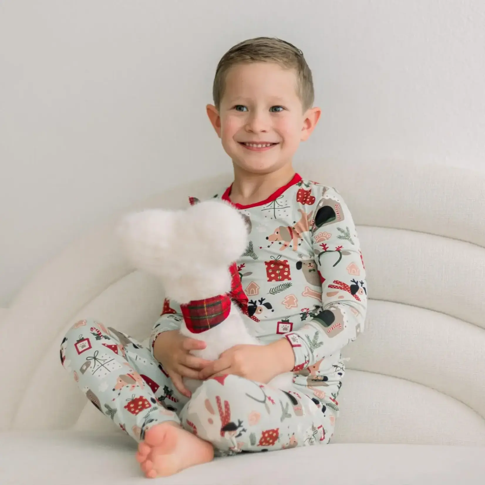 KicKee Pants KicKee Pants - L/S Pajama Set Aloe Christmas Dogs