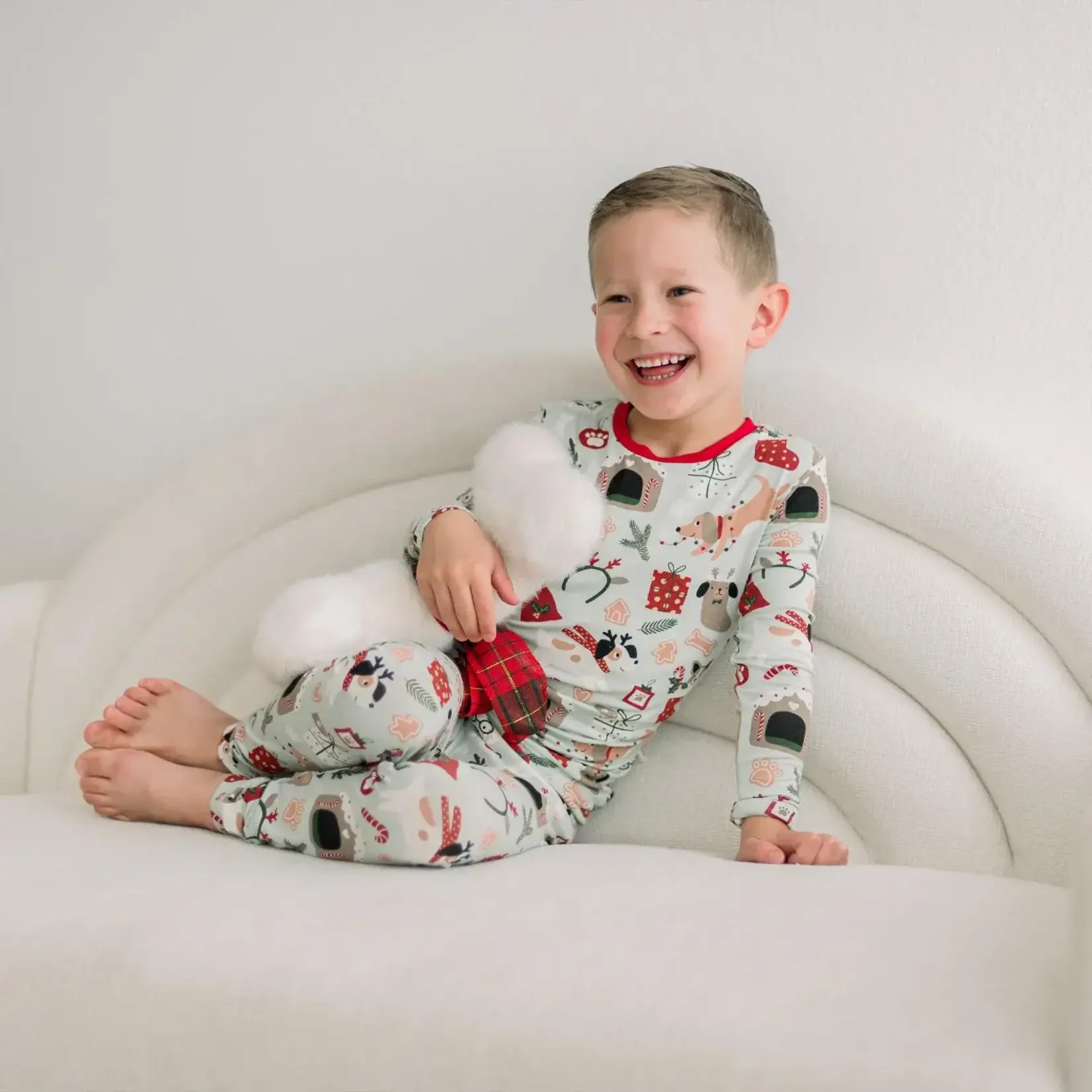 KicKee Pants KicKee Pants - L/S Pajama Set Aloe Christmas Dogs