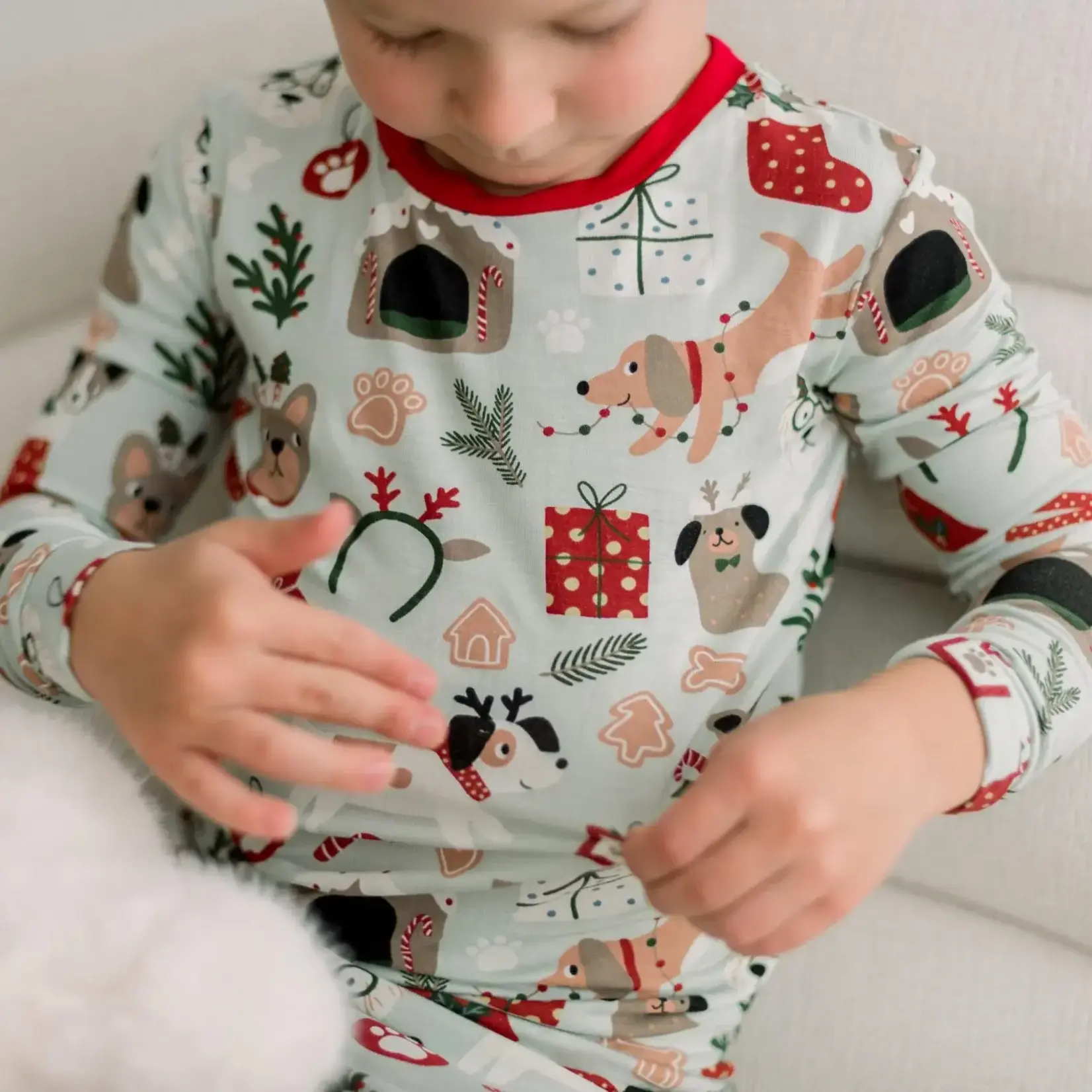 KicKee Pants KicKee Pants - L/S Pajama Set Aloe Christmas Dogs
