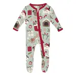 KicKee Pants KicKee Pants - 2 Way Footie Zipper Aloe Christmas Dogs