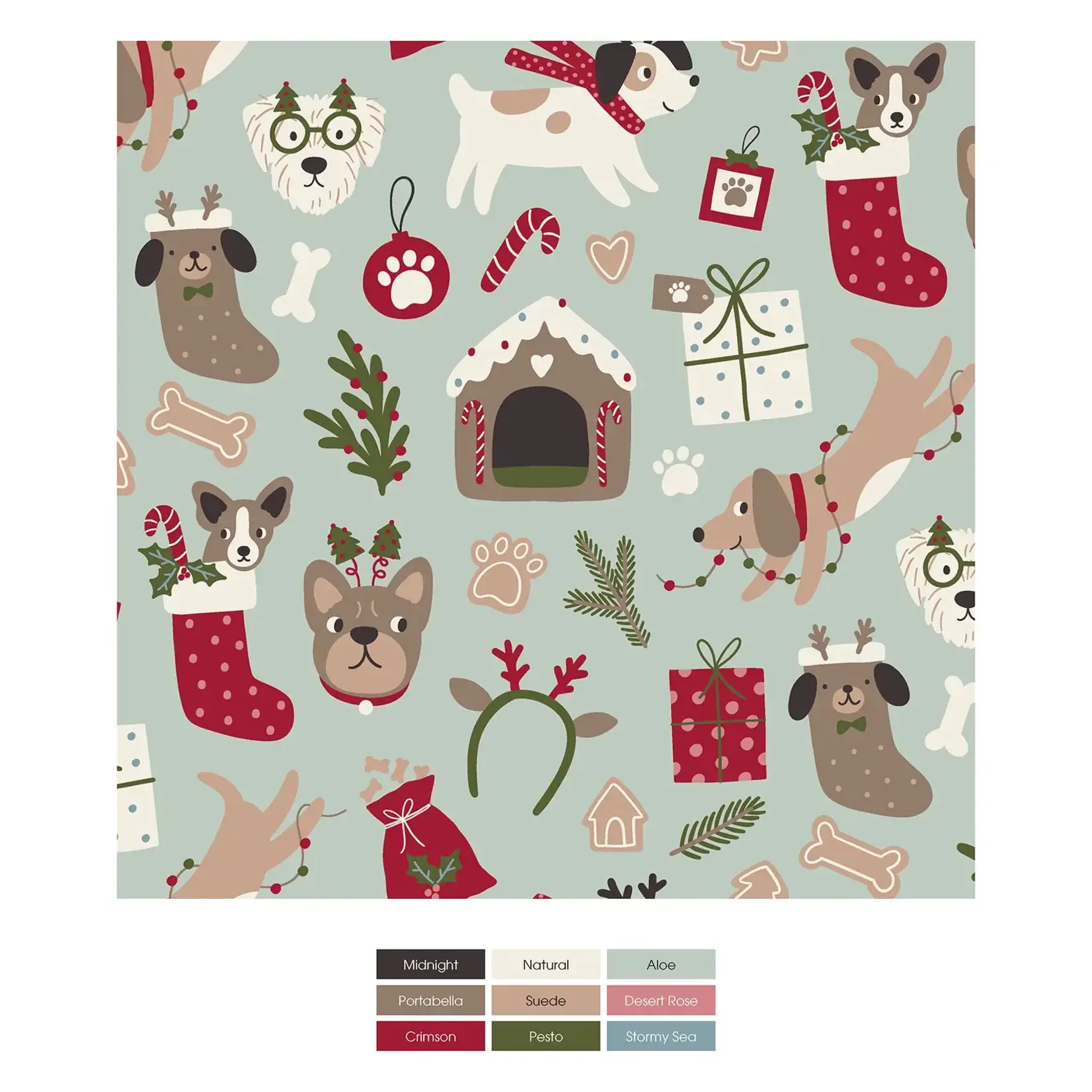 KicKee Pants KicKee Pants - 2 Way Footie Zipper Aloe Christmas Dogs