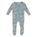 KicKee Pants KicKee Pants - 2 Way Footie Zipper Stormy Sea Gingerbread Town