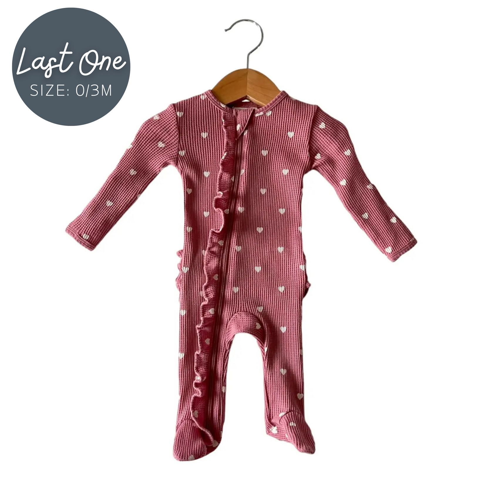 Spearmint Love Spearmint Love - Organic  Waffle Ruffle Zip Heart Footie