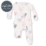 Angel Dear Angel Dear -Modal Ribbed Hearts 2 Way Zipper Ruffle Footie