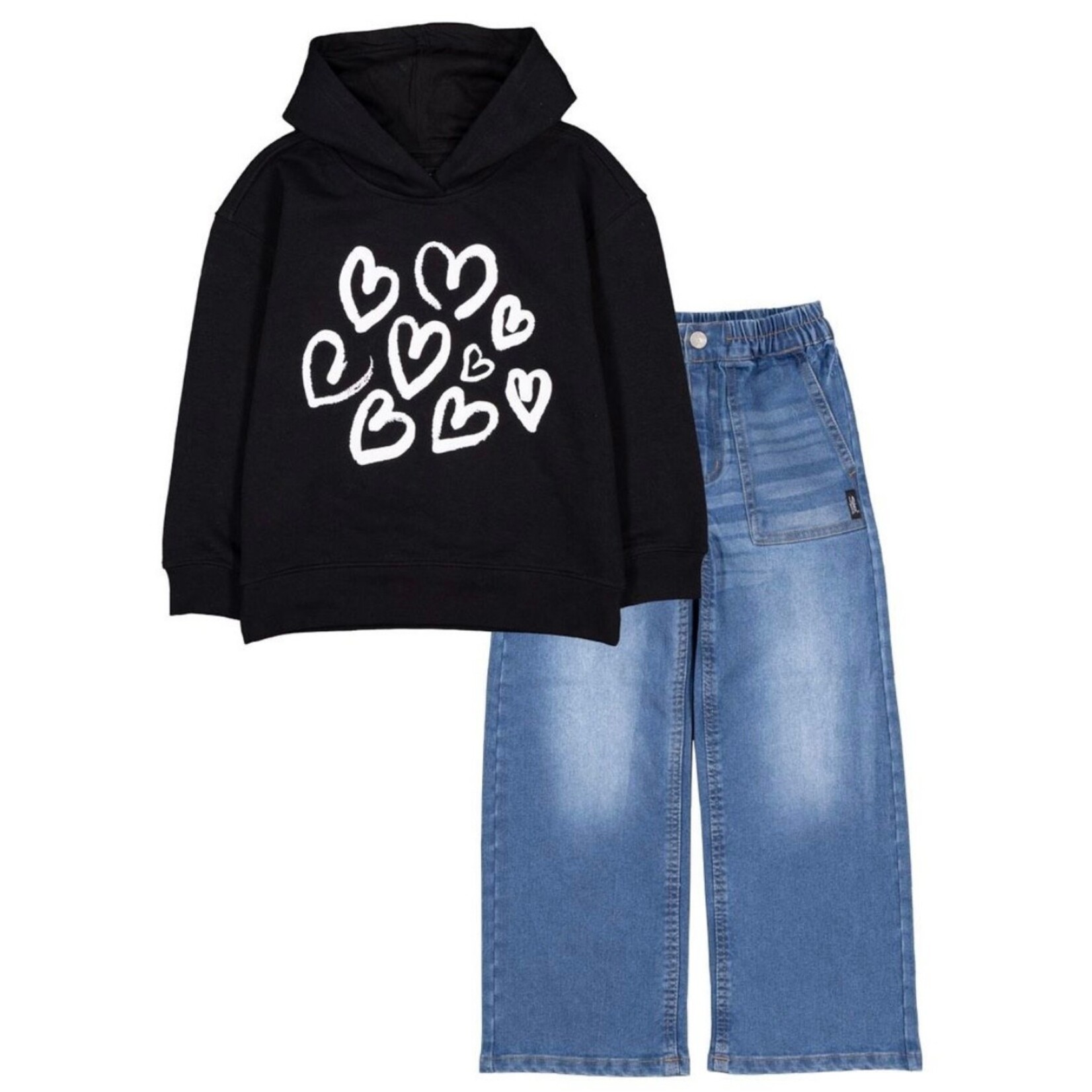 Silver Jeans Silver Jeans - Hearts Fleece Hoodie + Jean Set