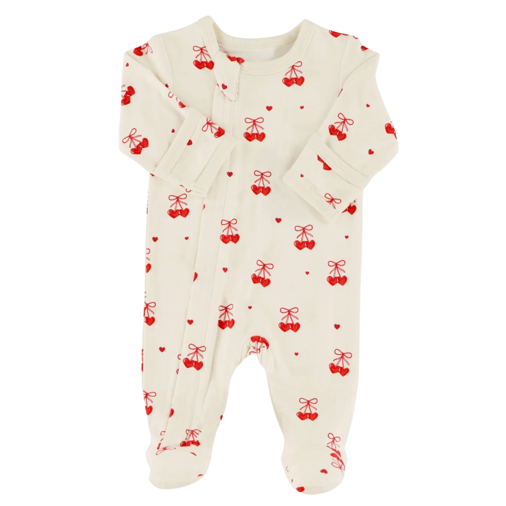 Coccoli Coccoli - Modal Zipper Footie | Cherry Hearts