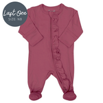 Coccoli Coccoli - Modal Ruffle Zipper Footie | Berry Rose