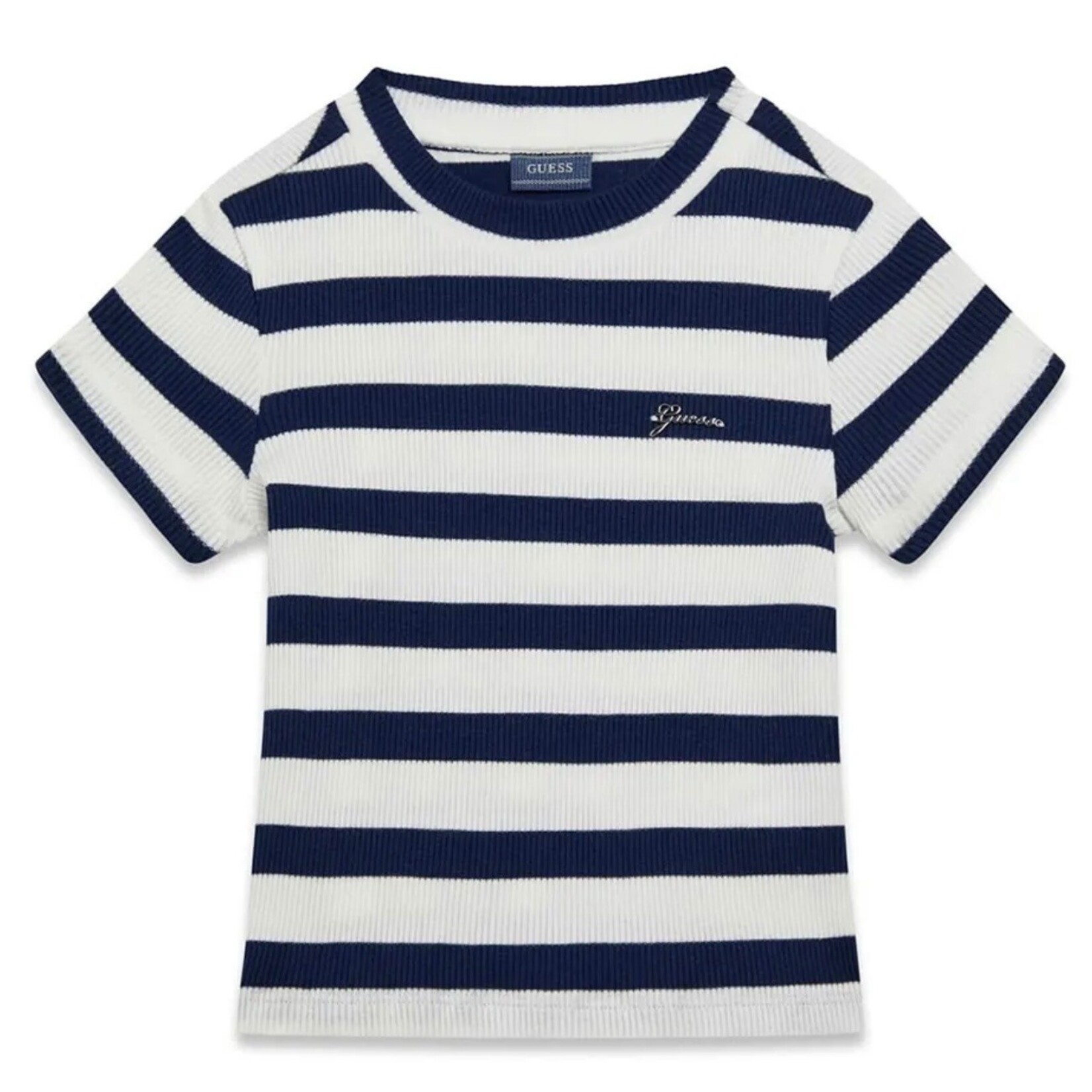 Guess Guess - Stripe White Navy  Rib S/S T-Shirt