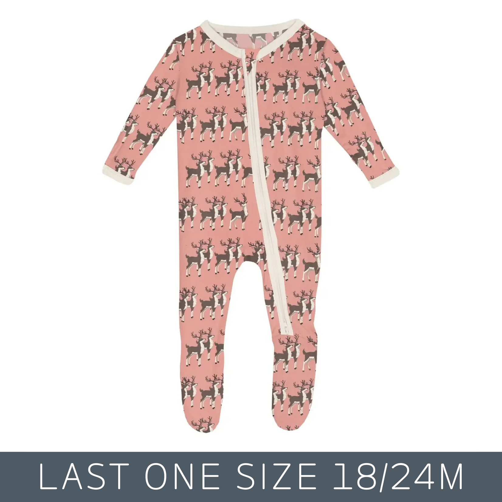 KicKee Pants KicKee Pants - Zipper Footie | Blush Rudolph