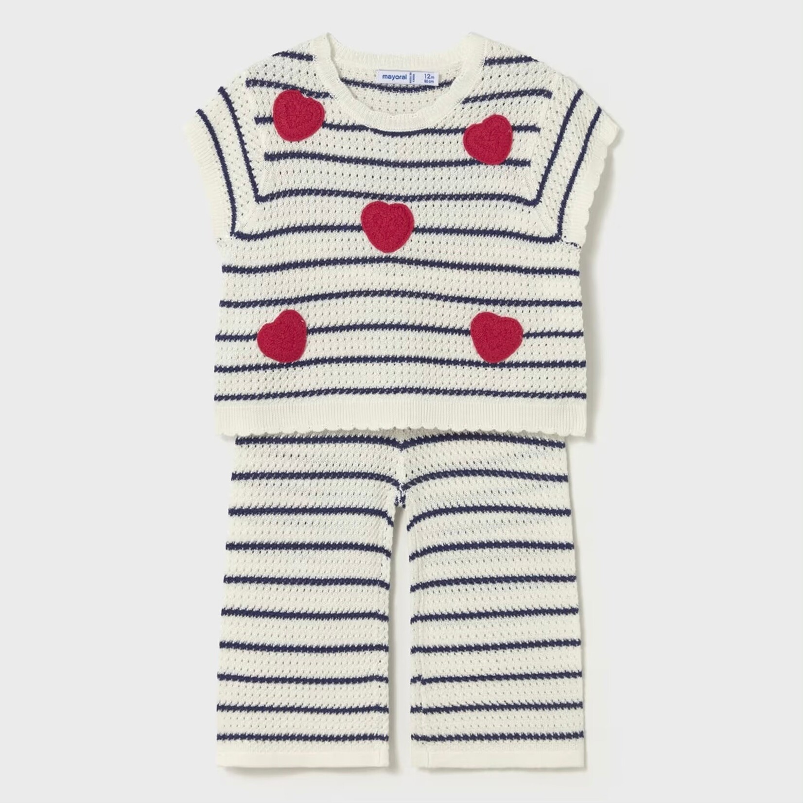 Mayoral Mayoral - Knit Heart Top + Pant Set (1516)