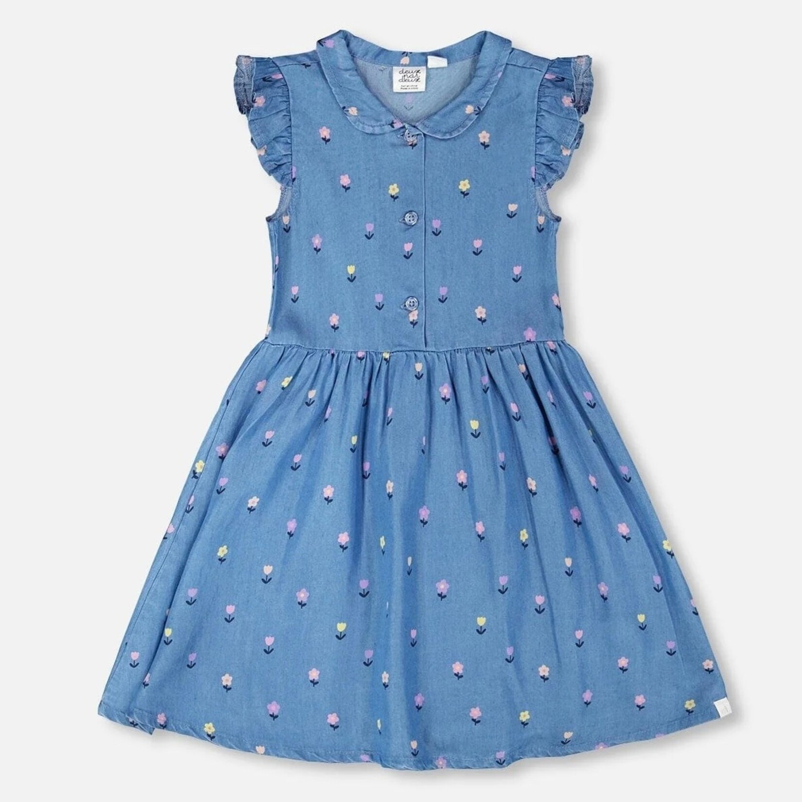 Deux Par Deux Deux Par Deux - Sleeveless Button Down Dress Flower Print